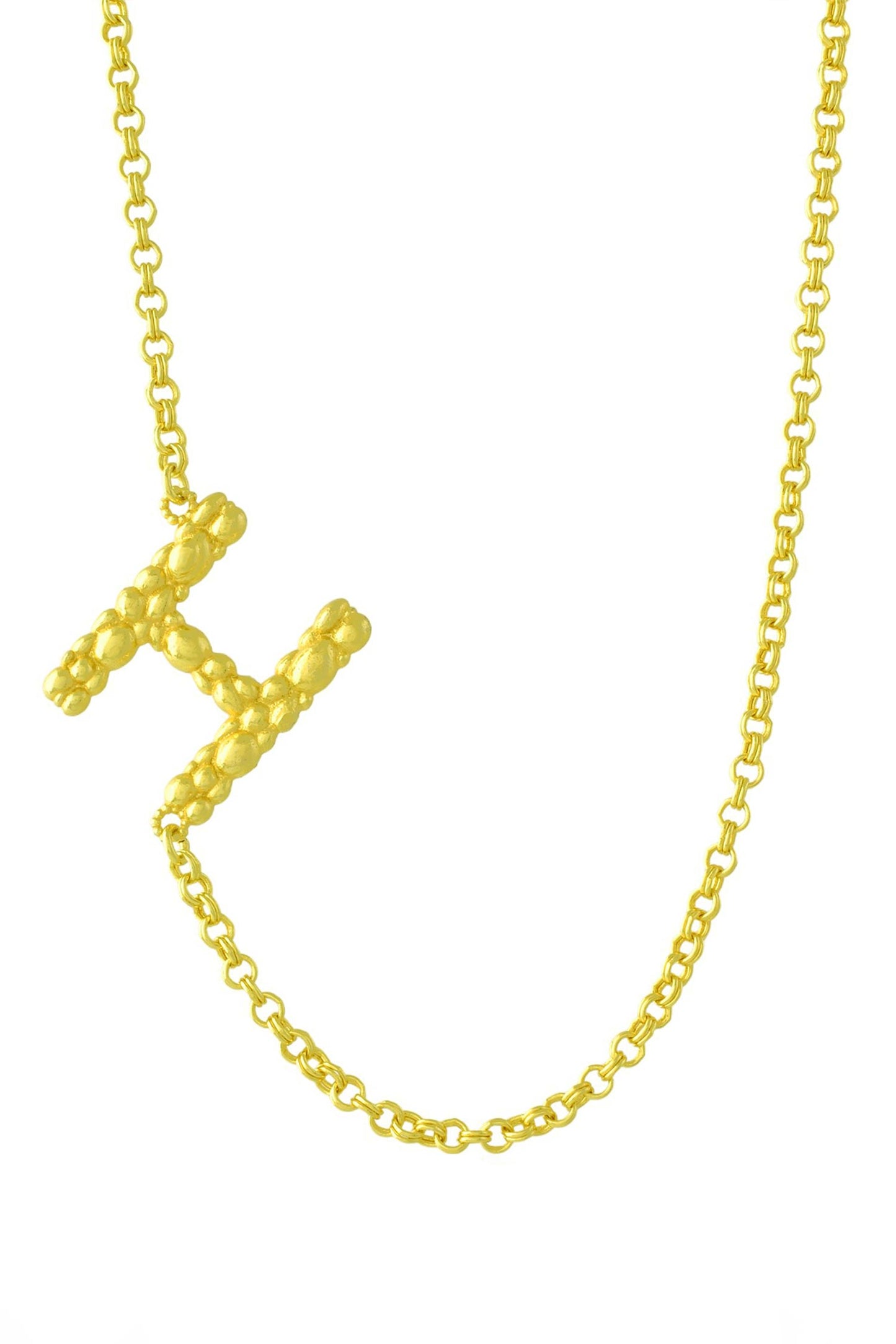 Recycled Bronze H Shaped Charm Pendant Necklace