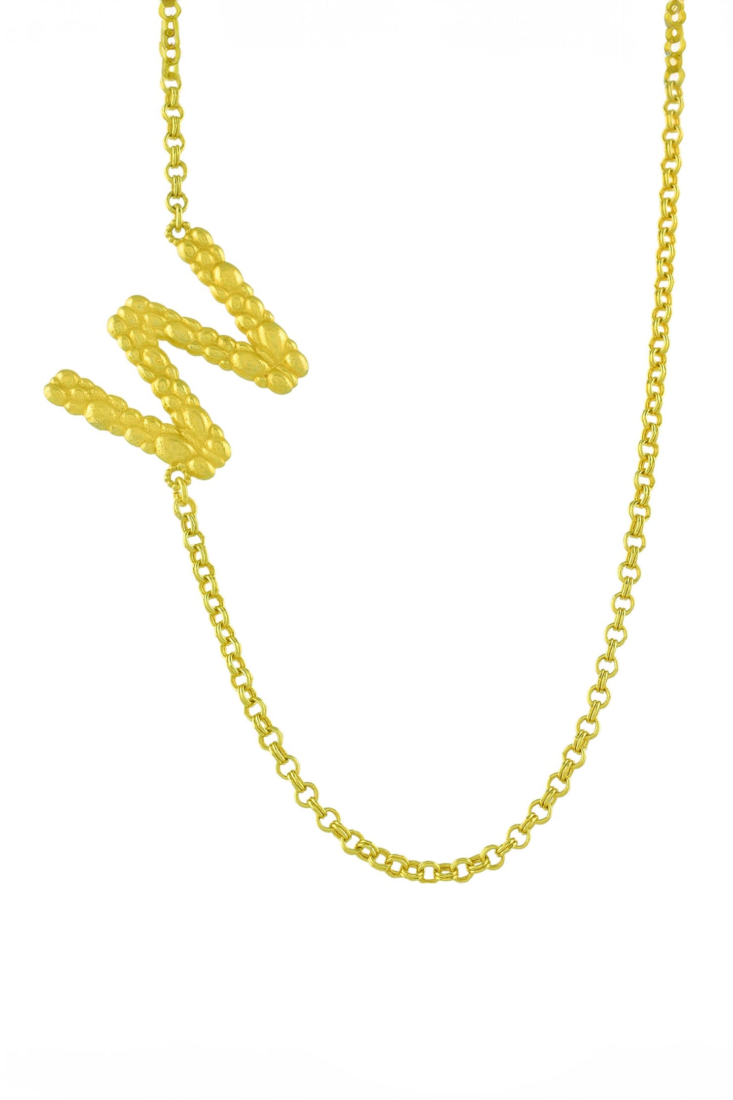 Recycled Bronze W Shaped Charm Pendant Necklace