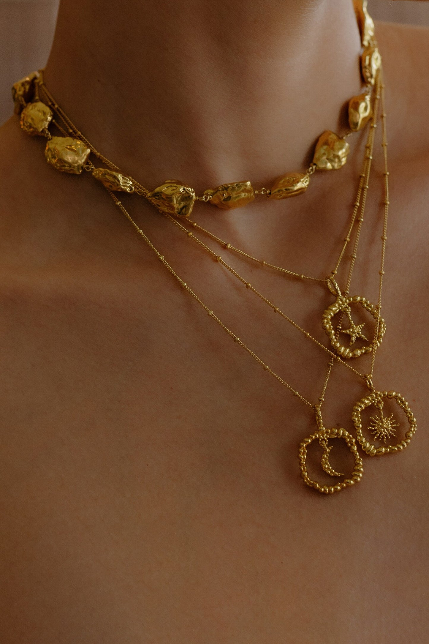 Recycled Bronze Sun Burst Shaped Charm Pendant Necklace