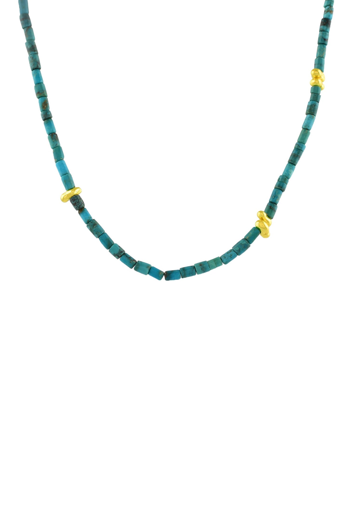 Turquoise Beaded Embellished Chain Necklace