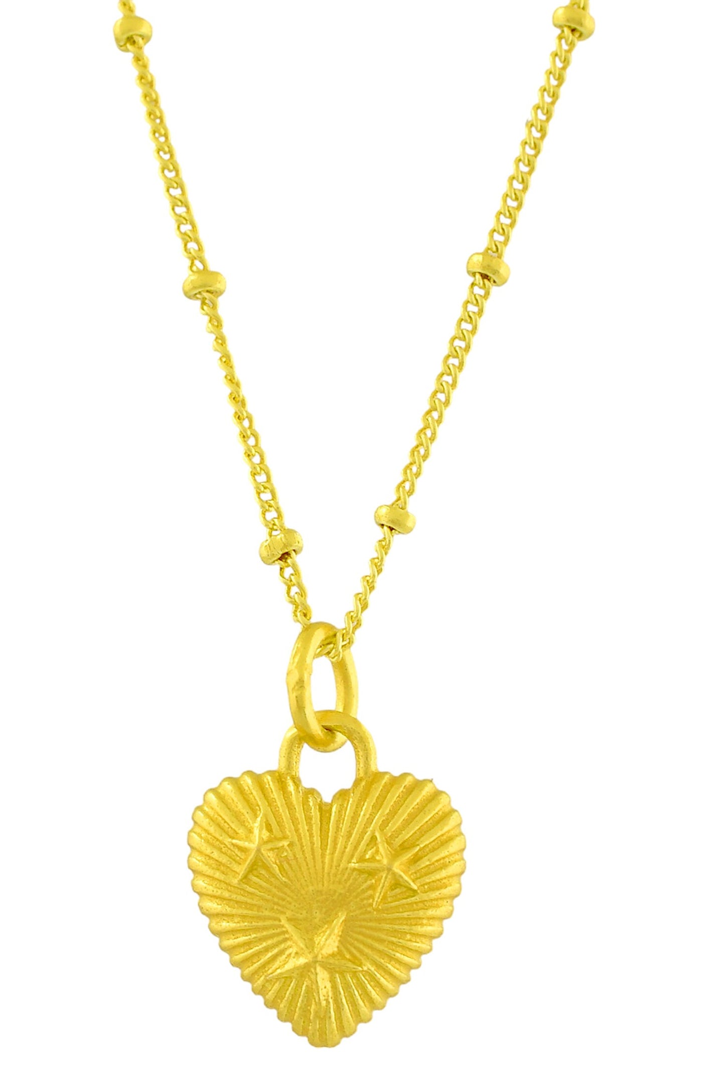 Recycled Bronze Starburst Heart Shaped Charm Pendant Necklace