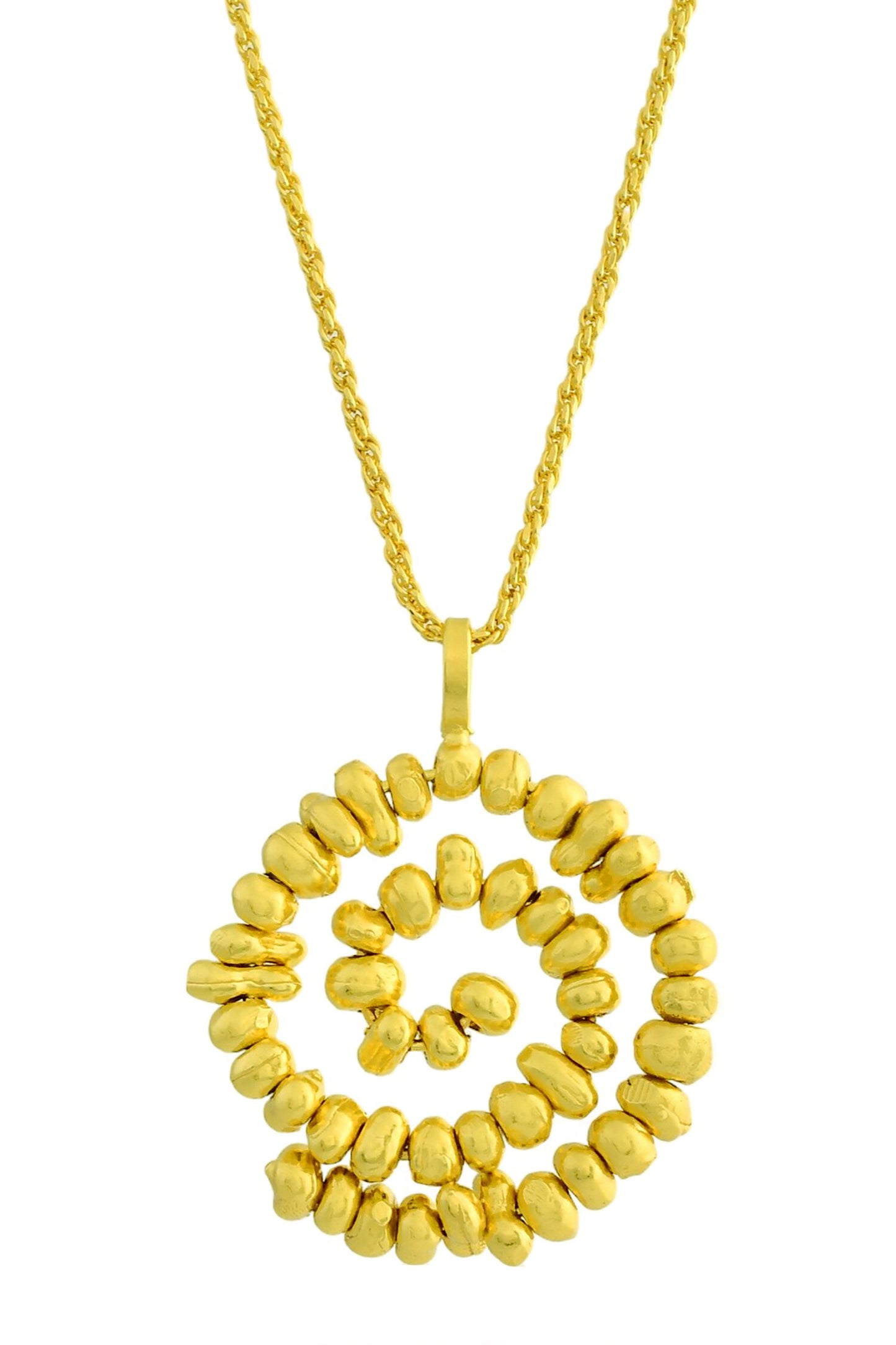 Molten Beaded Spiral Pendant Necklace