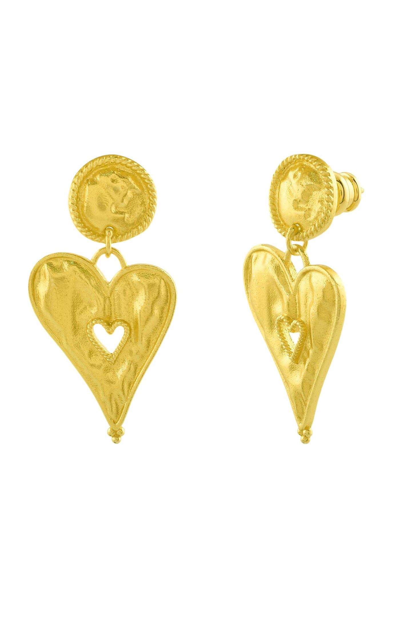 Textured Heart Drop Earrings