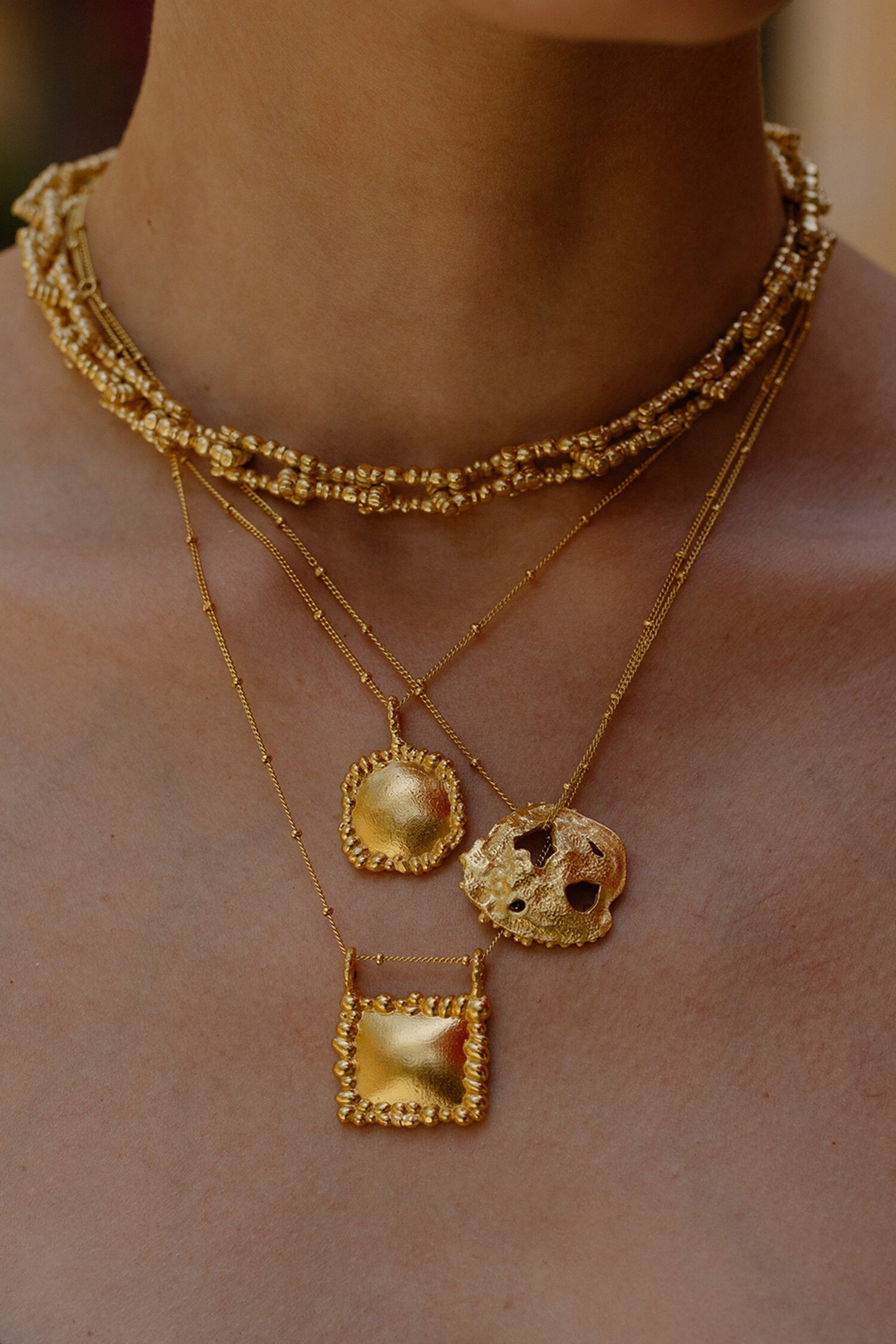 Granulated Signature Charm Pendant Necklace