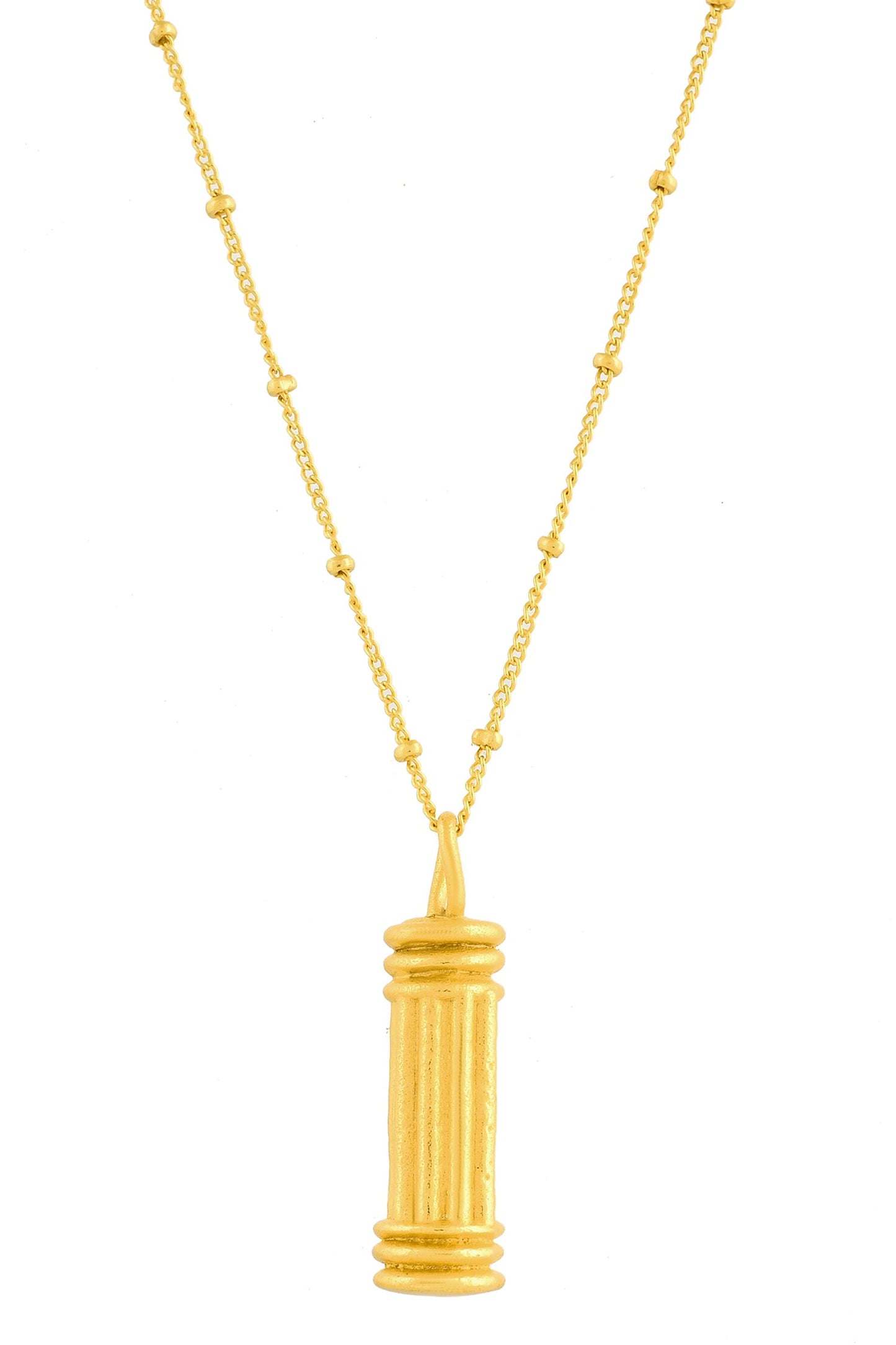 Tiny Pillar Charm Carved Pendant Necklace