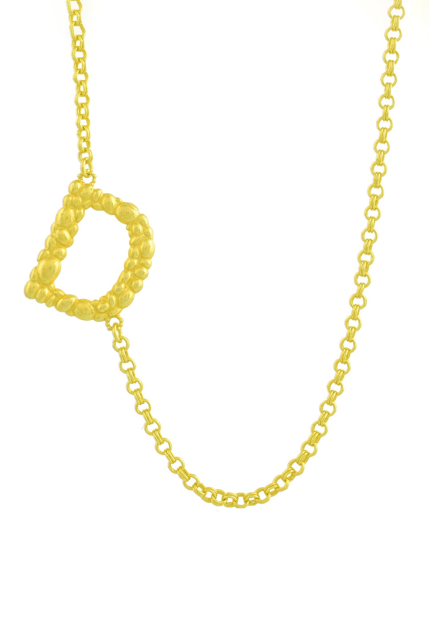 D Initial Carved Pendant Necklace