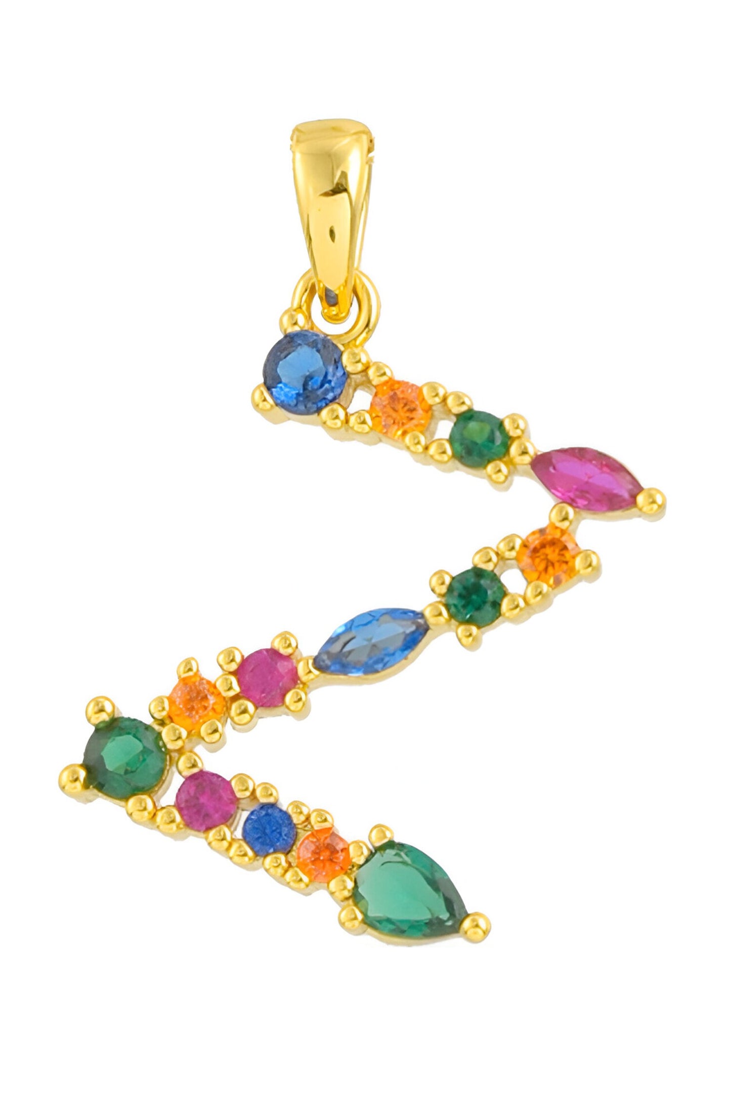 Stone Embellished Z Alphabet Pendant Necklace