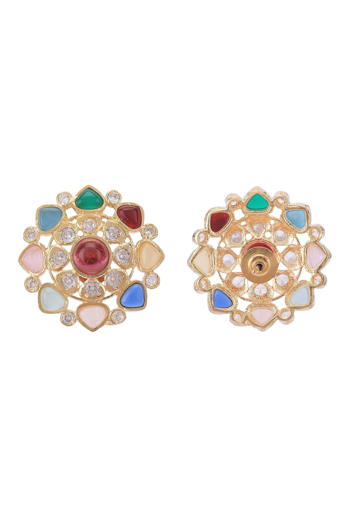 Navratna Stone Studded Stud Earrings