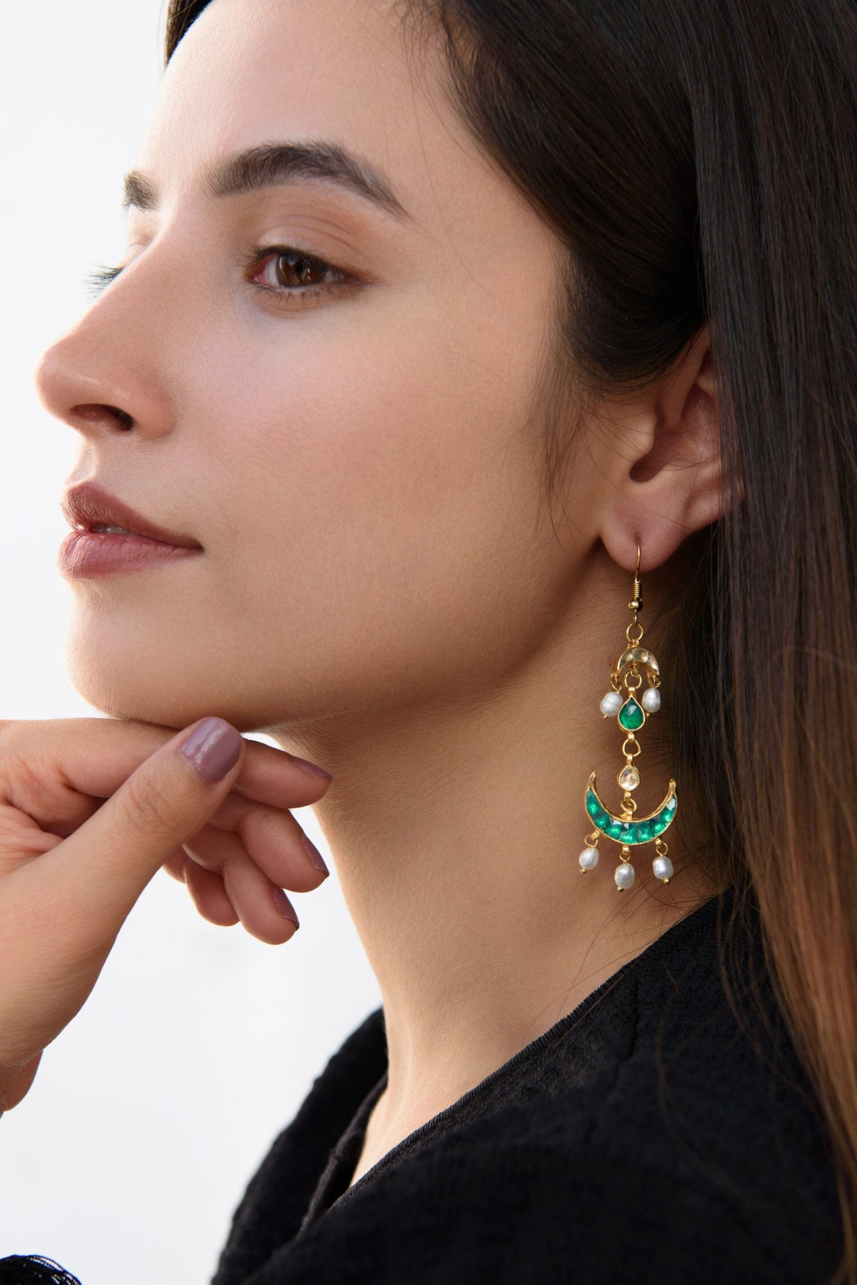Crescent Moon Cutwork Earrings