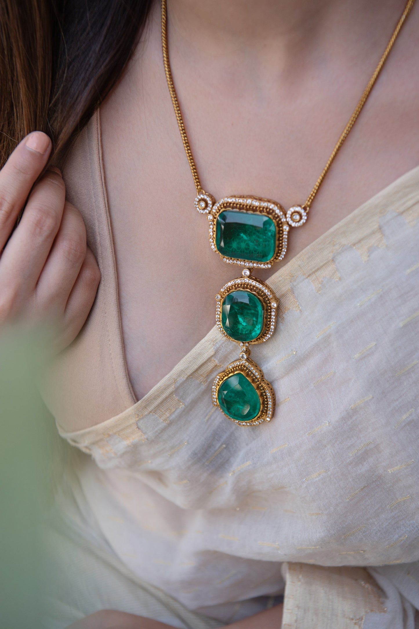 Victorian Swarovski Stone Pendant Necklace