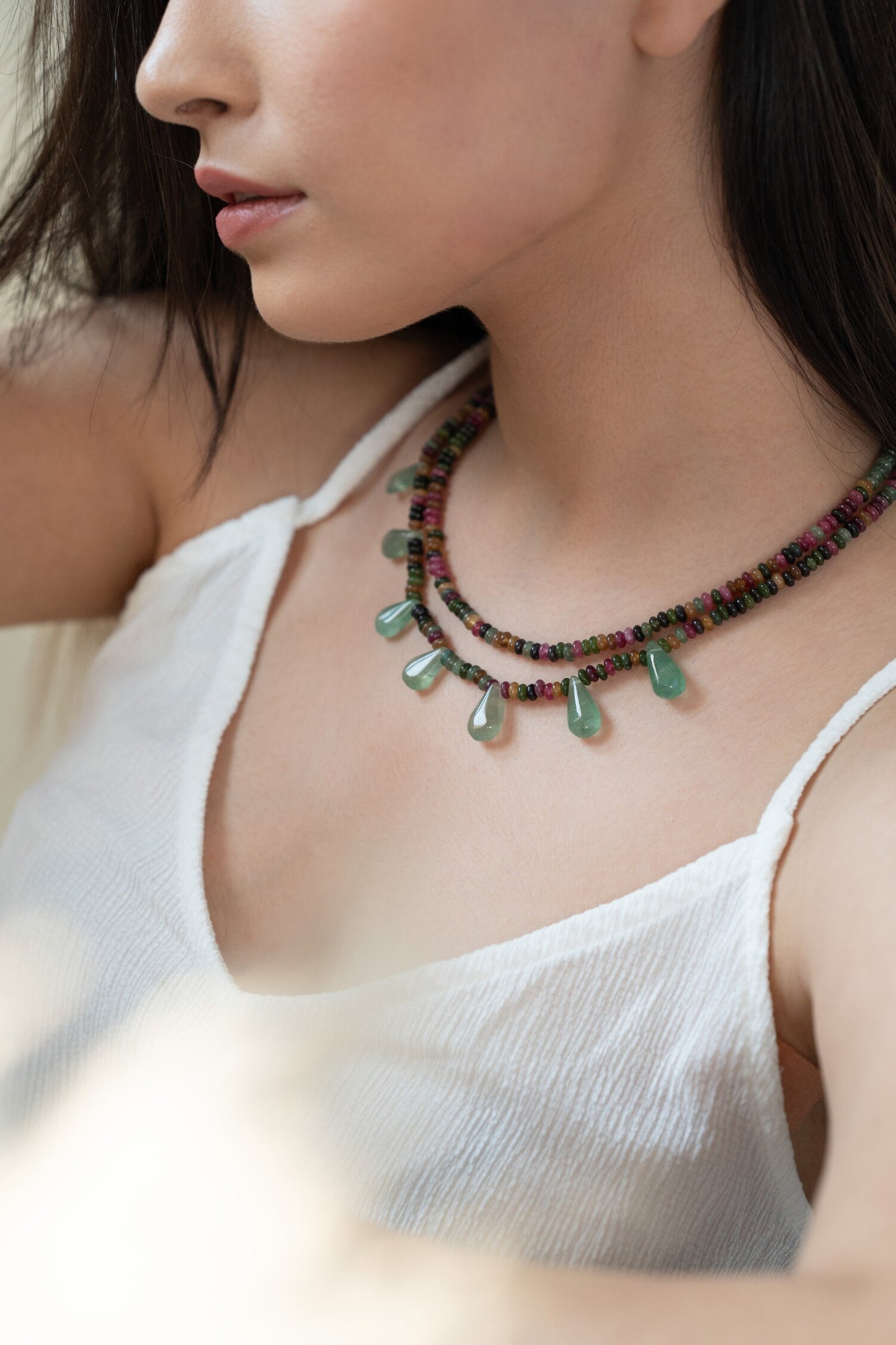 Tourmaline & Fluorite Stone Embellished Necklace