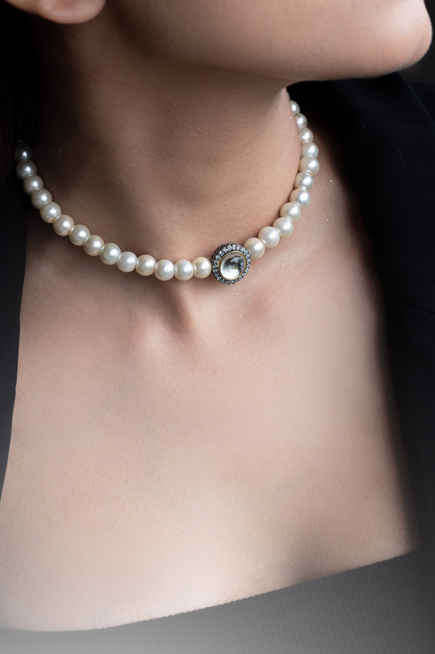 Polki Studded Pearl Choker