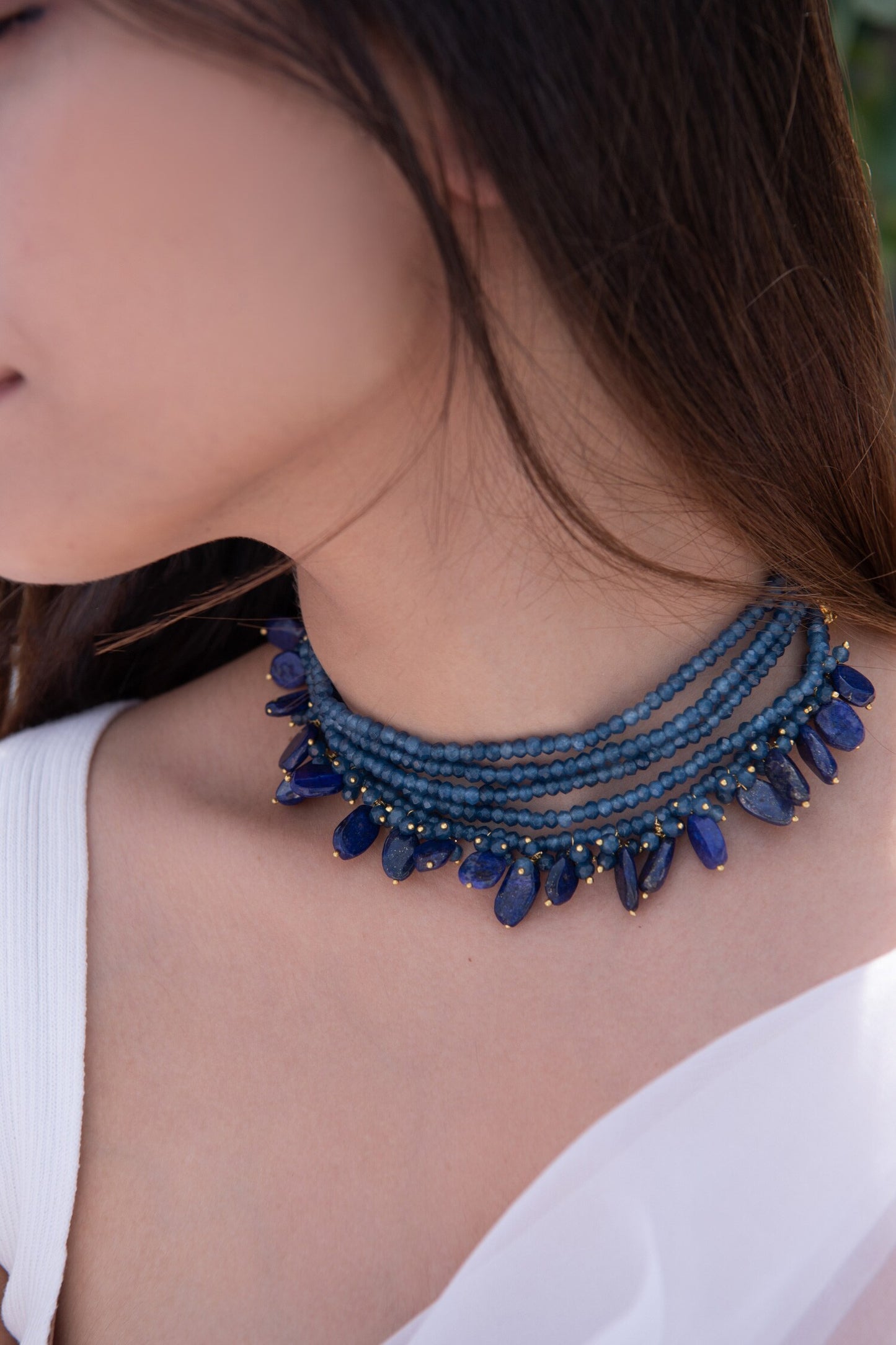 Multi-Strand Onyx Drop Choker