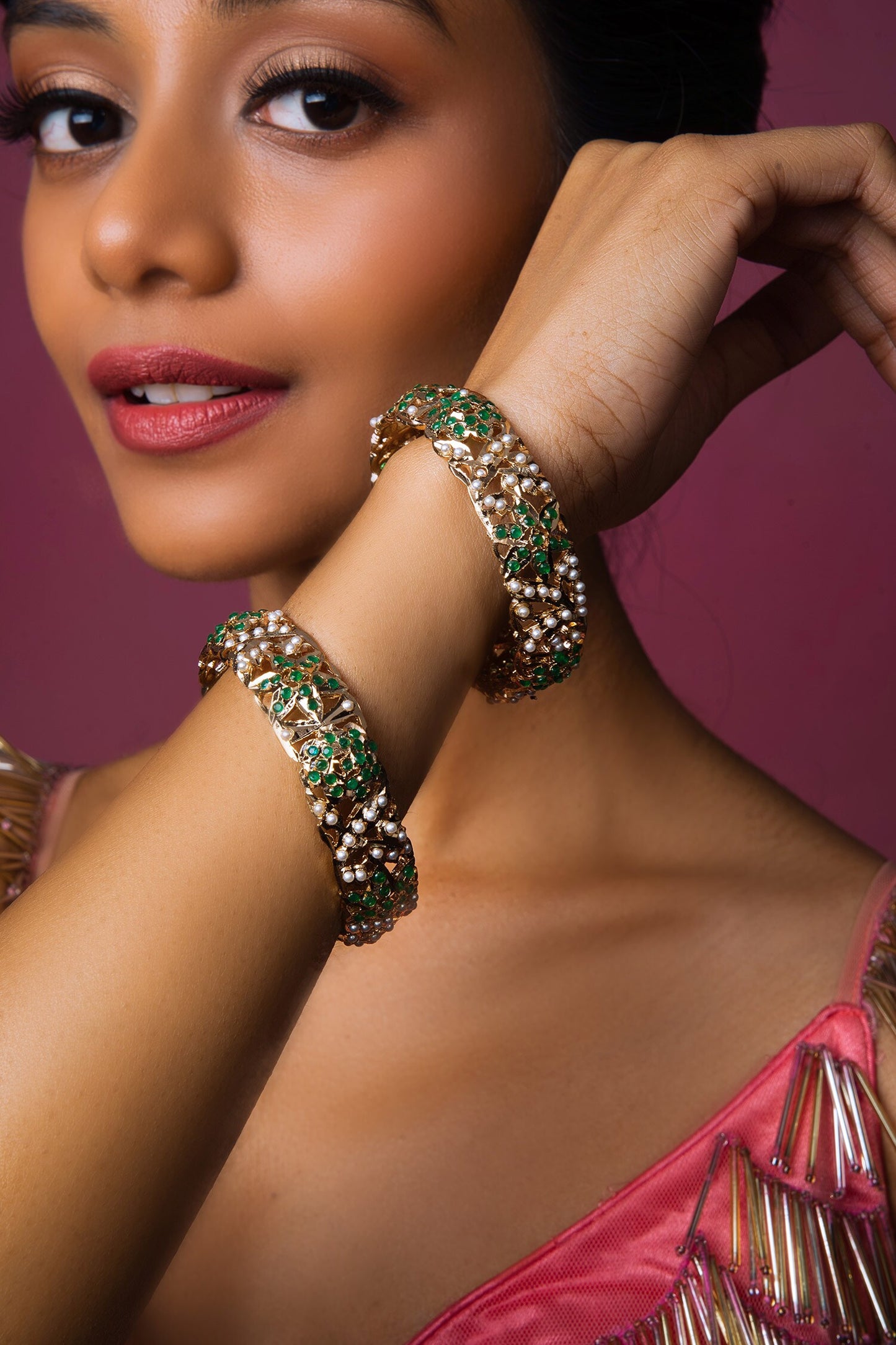 Jadau Stones Embellished Bangles - Set Of 2