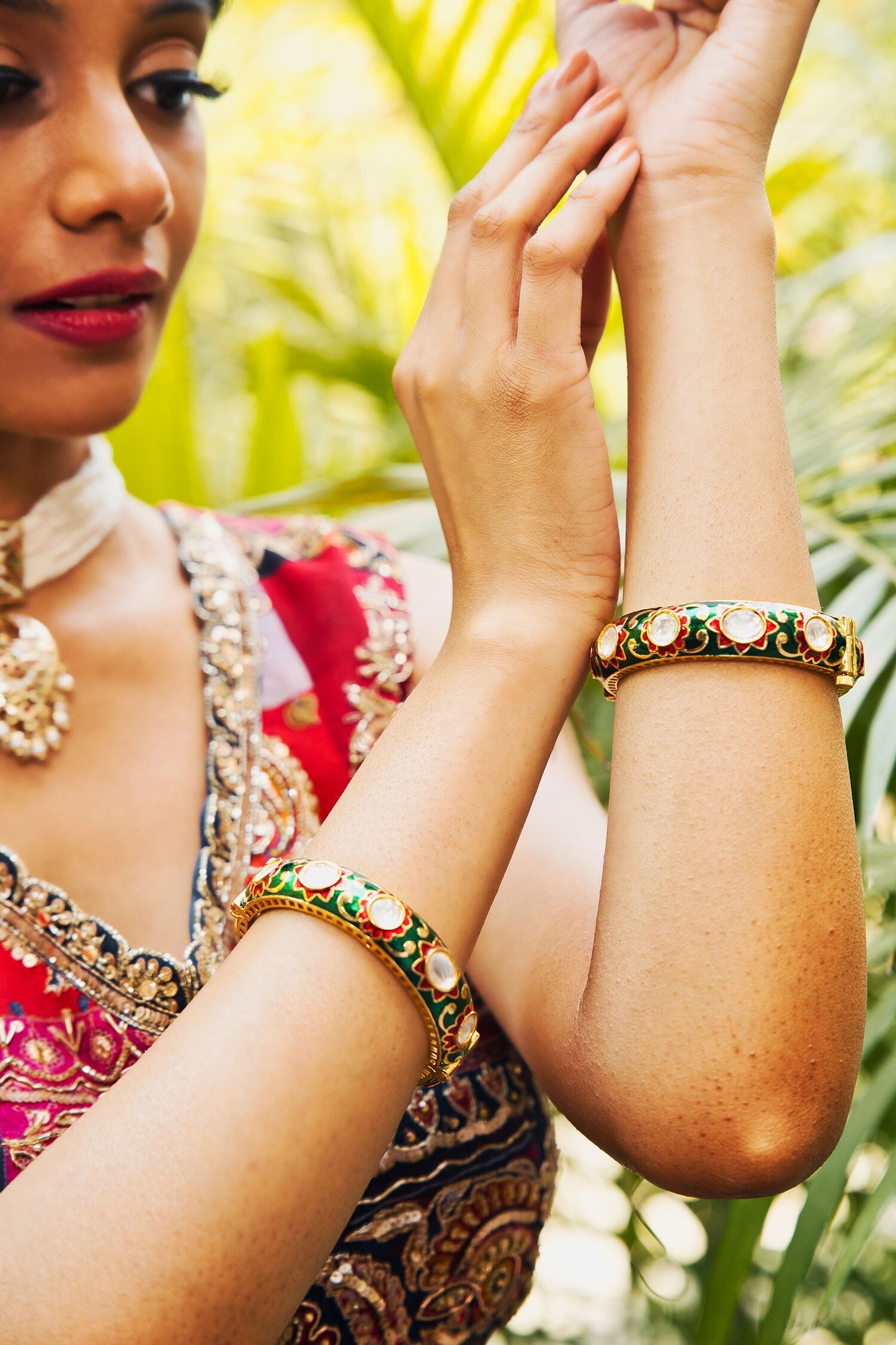 Meenakari Embellished Bangles - Set Of 2