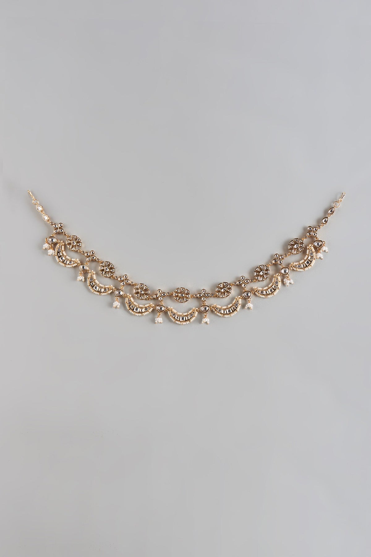 Crescent & Floral Embellished Mathapatti