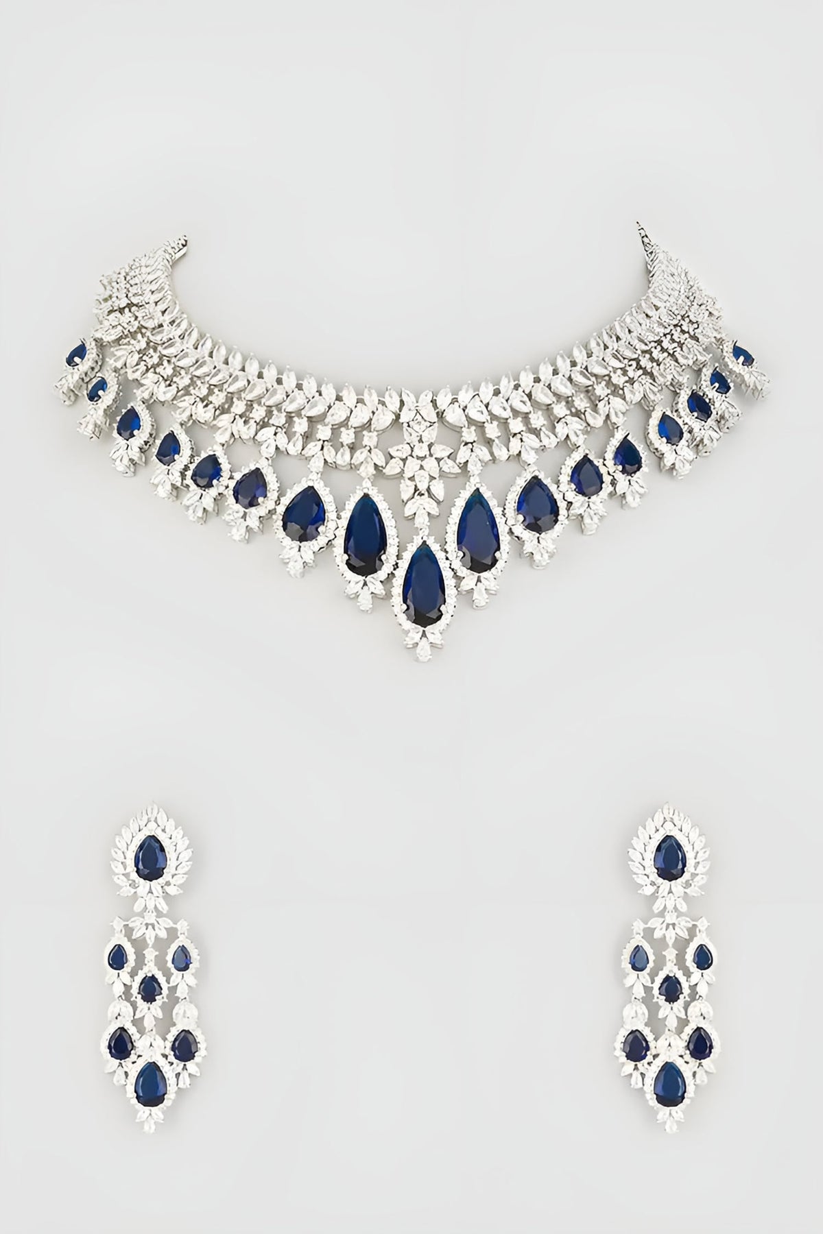 Cubic Zircon Embellished Necklace Set