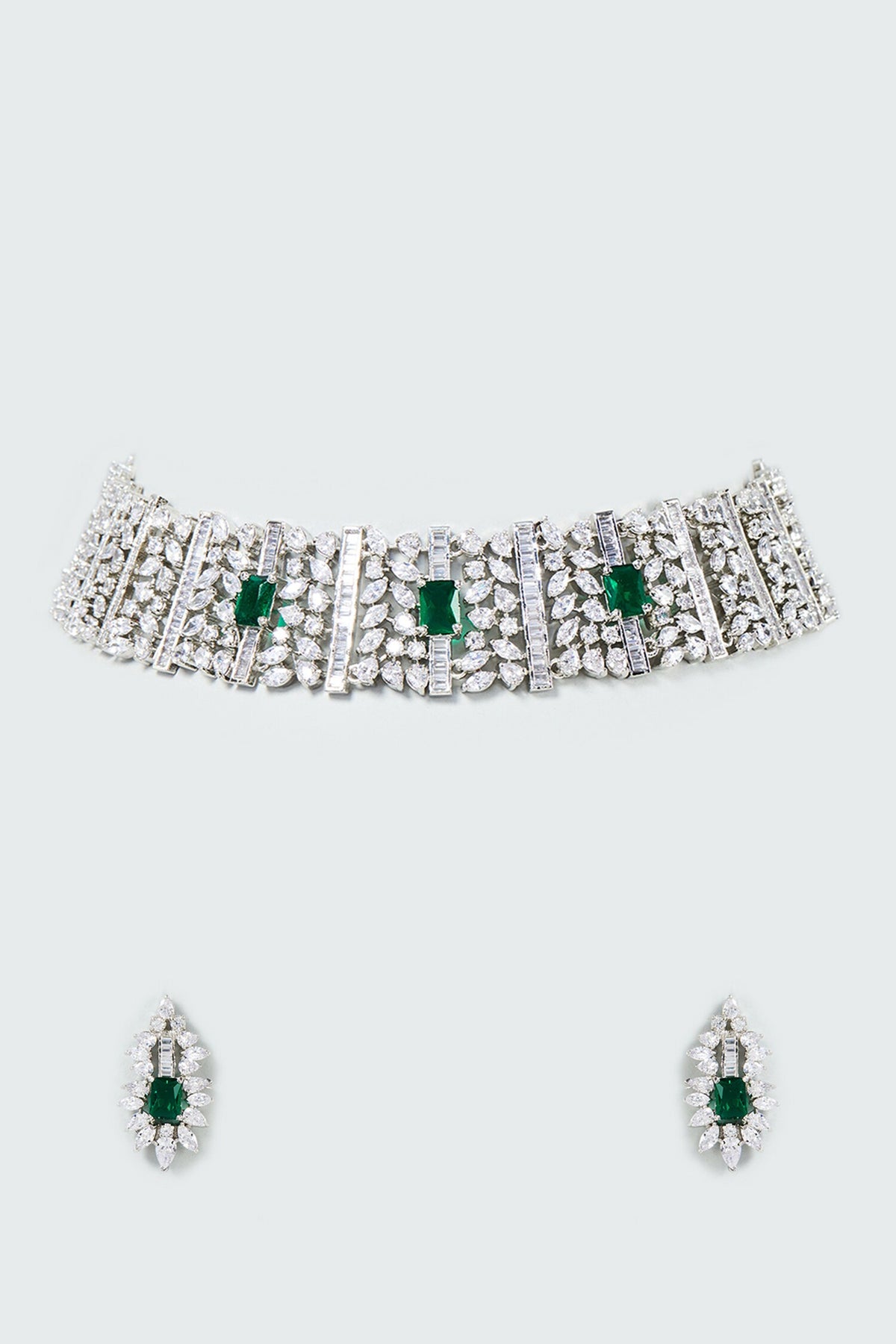 Clustered Diamond Embellished Necklace Set