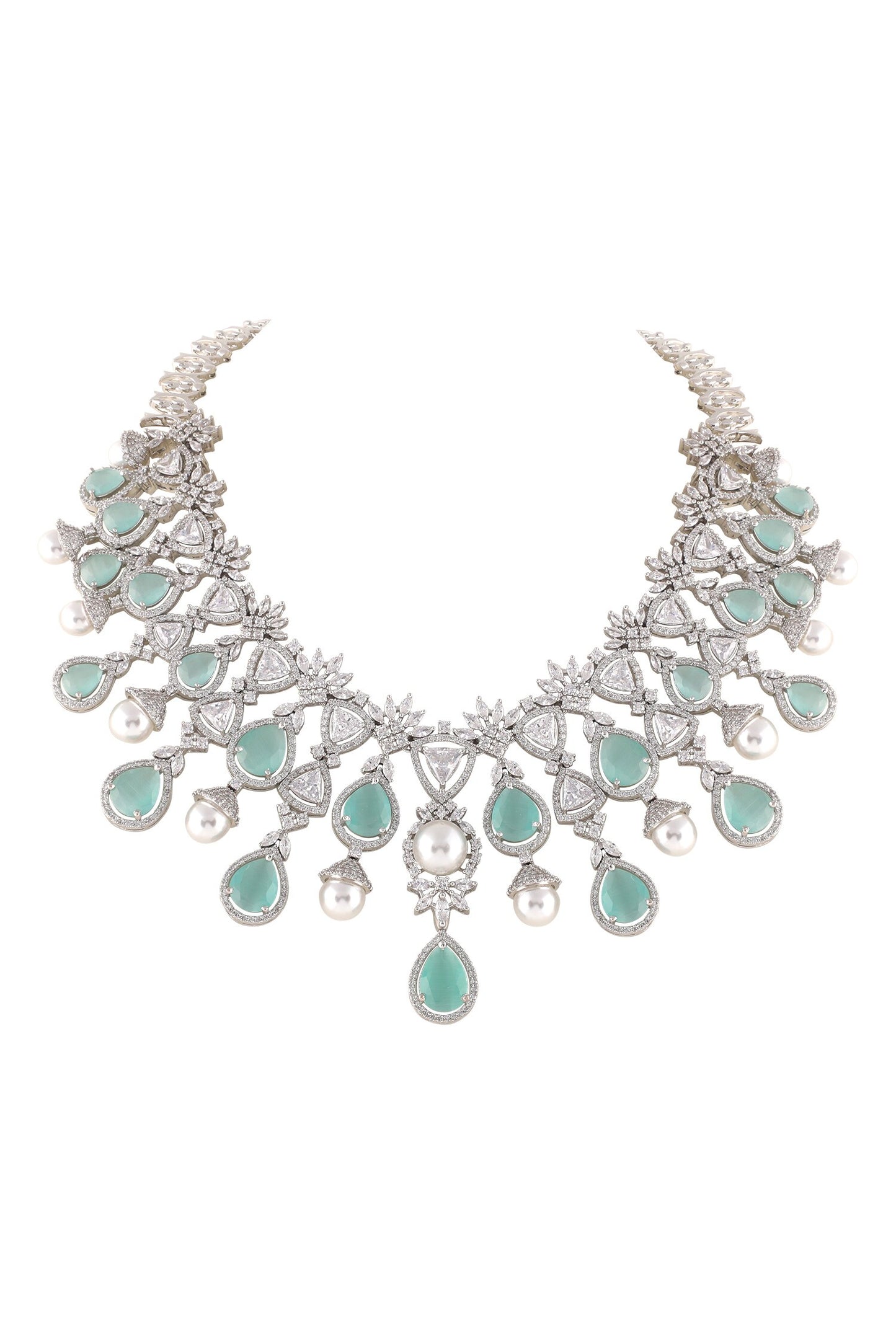 Drop Stone Embellished Zircon Necklace Set