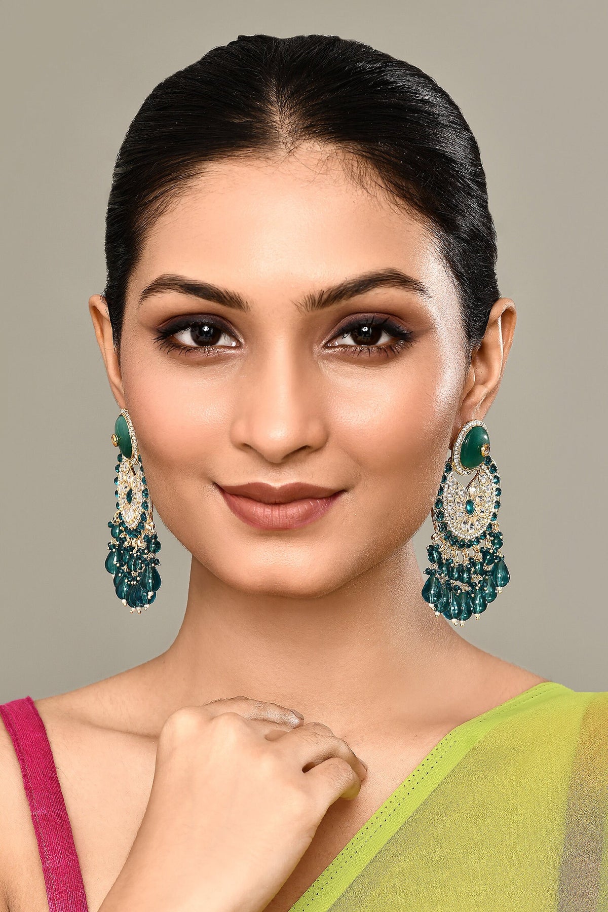 Kundan Embellished Chandbali Earrings
