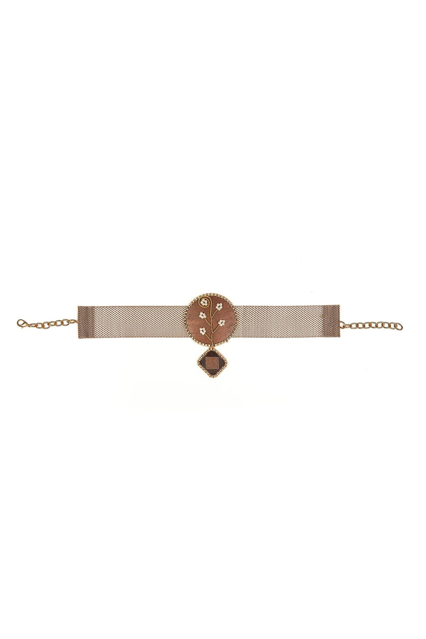 Pearl Tree On Wood Choker