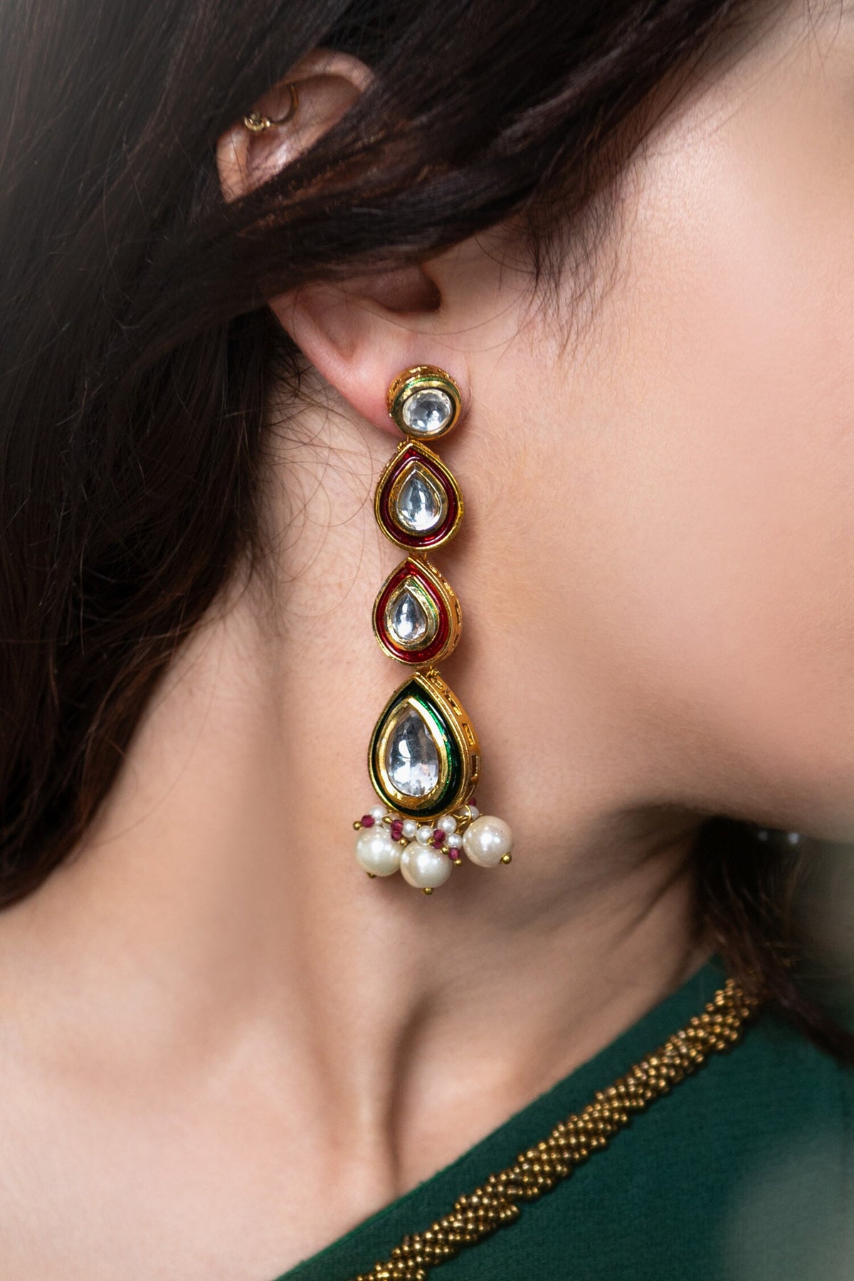 Tear Drop Carved Earrings