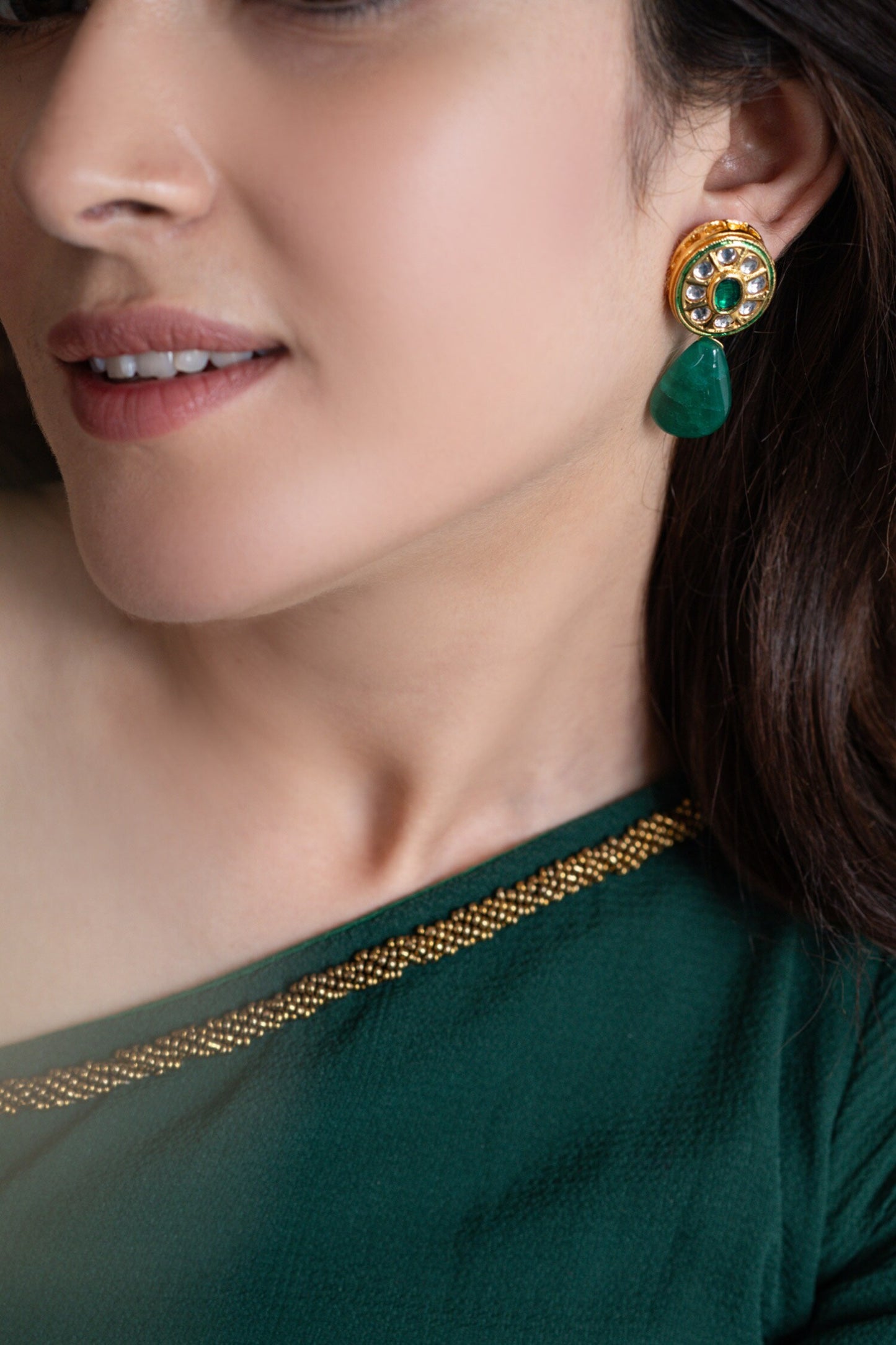 Kundan & Natural Stone Embellished Earrings