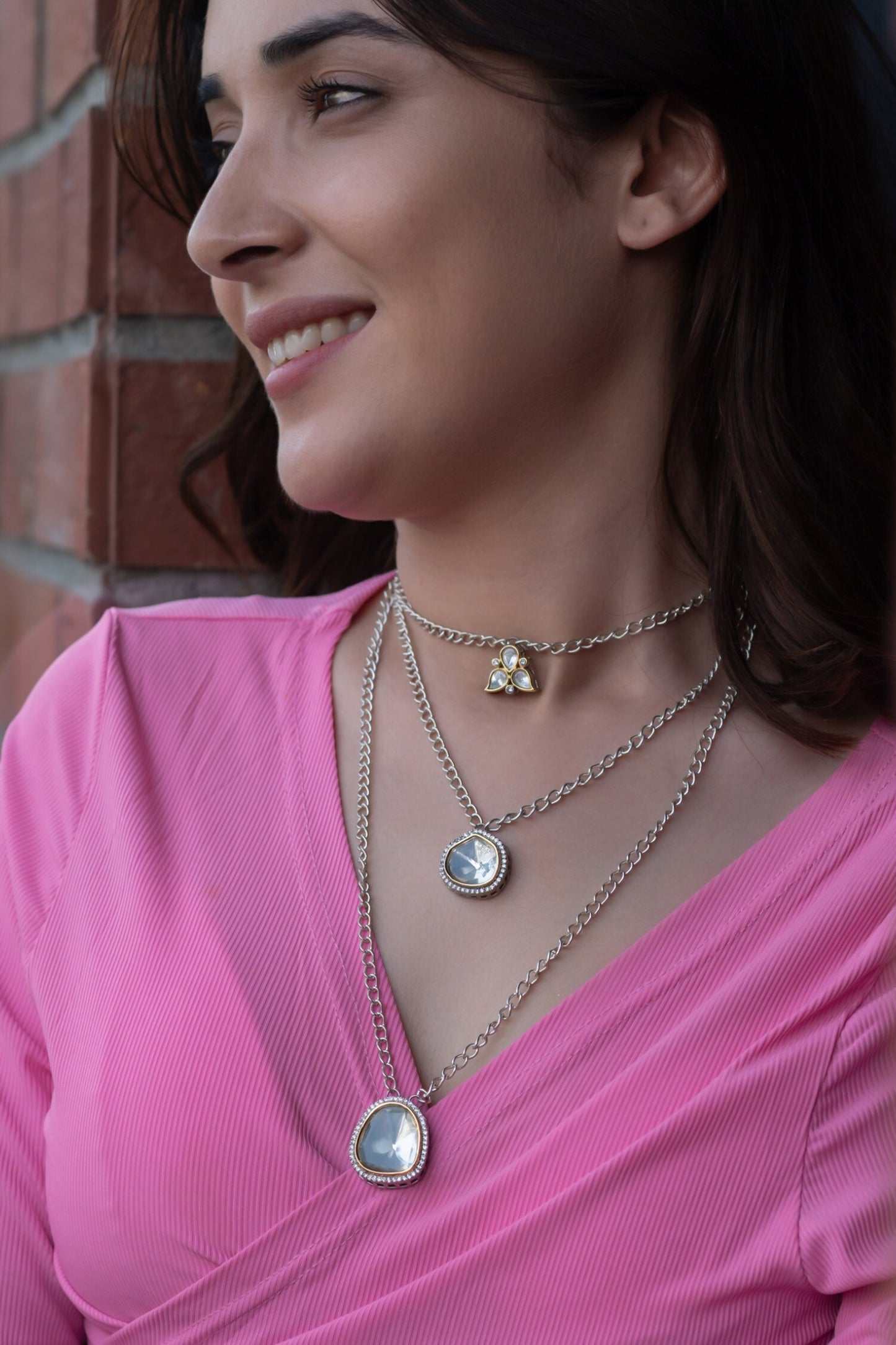 Polki & Cubic Zirconia Embellished Layered Necklace