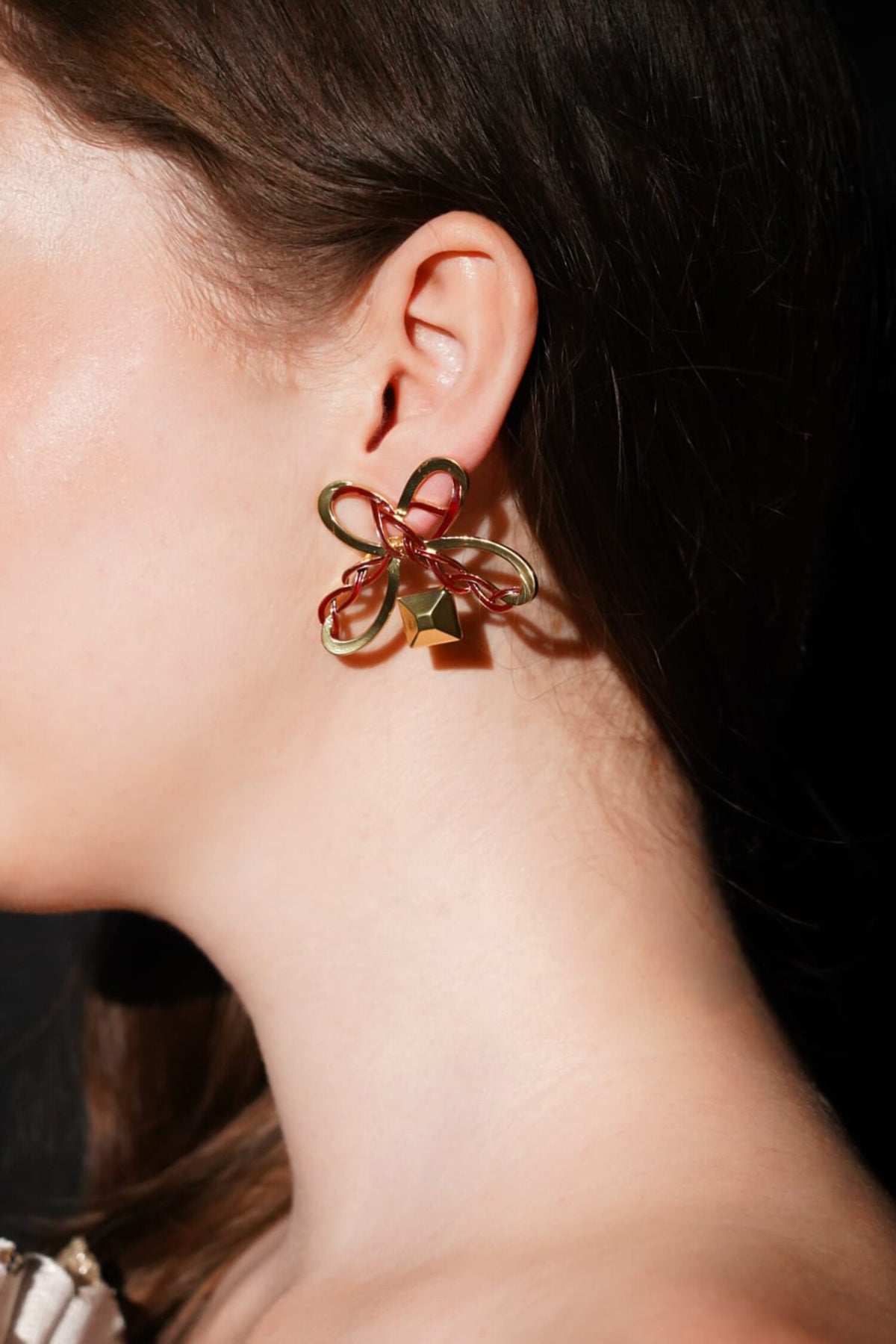 Butterfly Pattern Enamelled Earrings