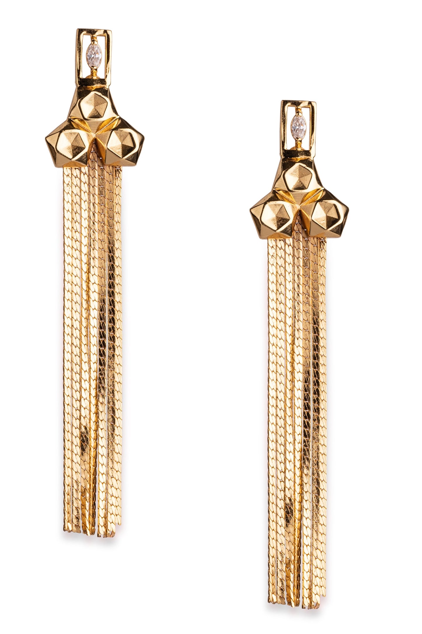 Lerez Stone Studded Fringe Earrings