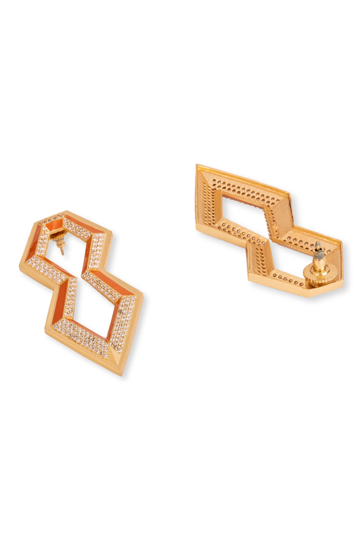 Le Losange Enamelled Hexagonal Earrings