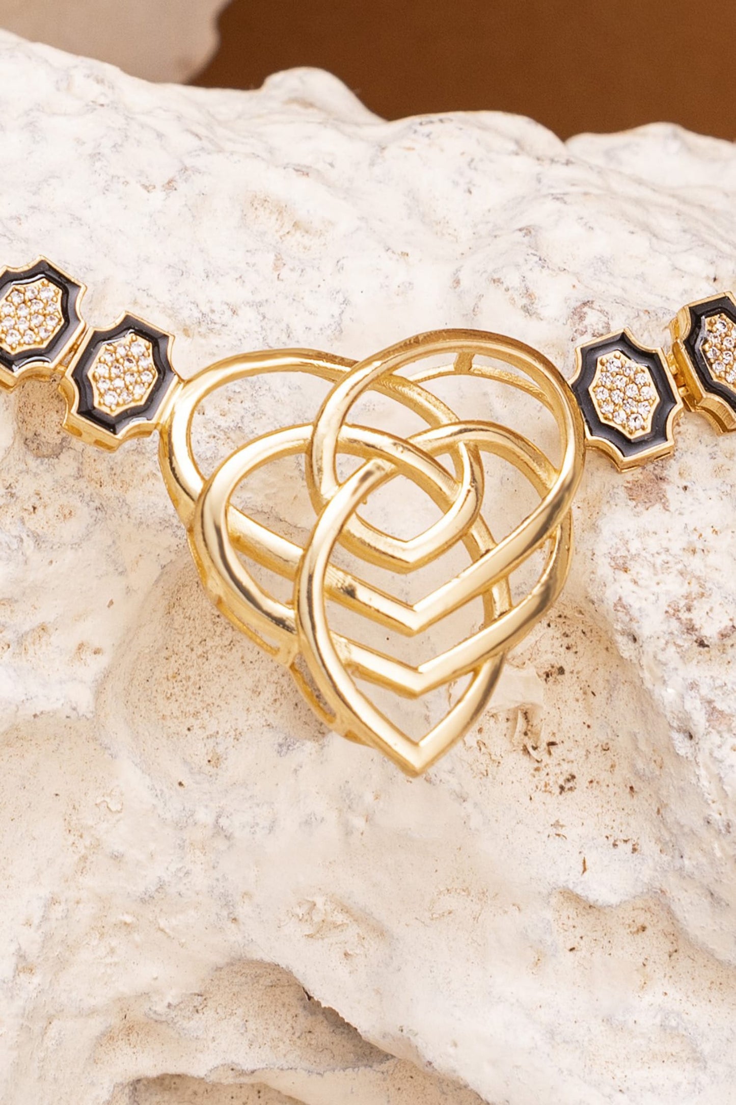 Hexagone Enamelled Geometric Necklace