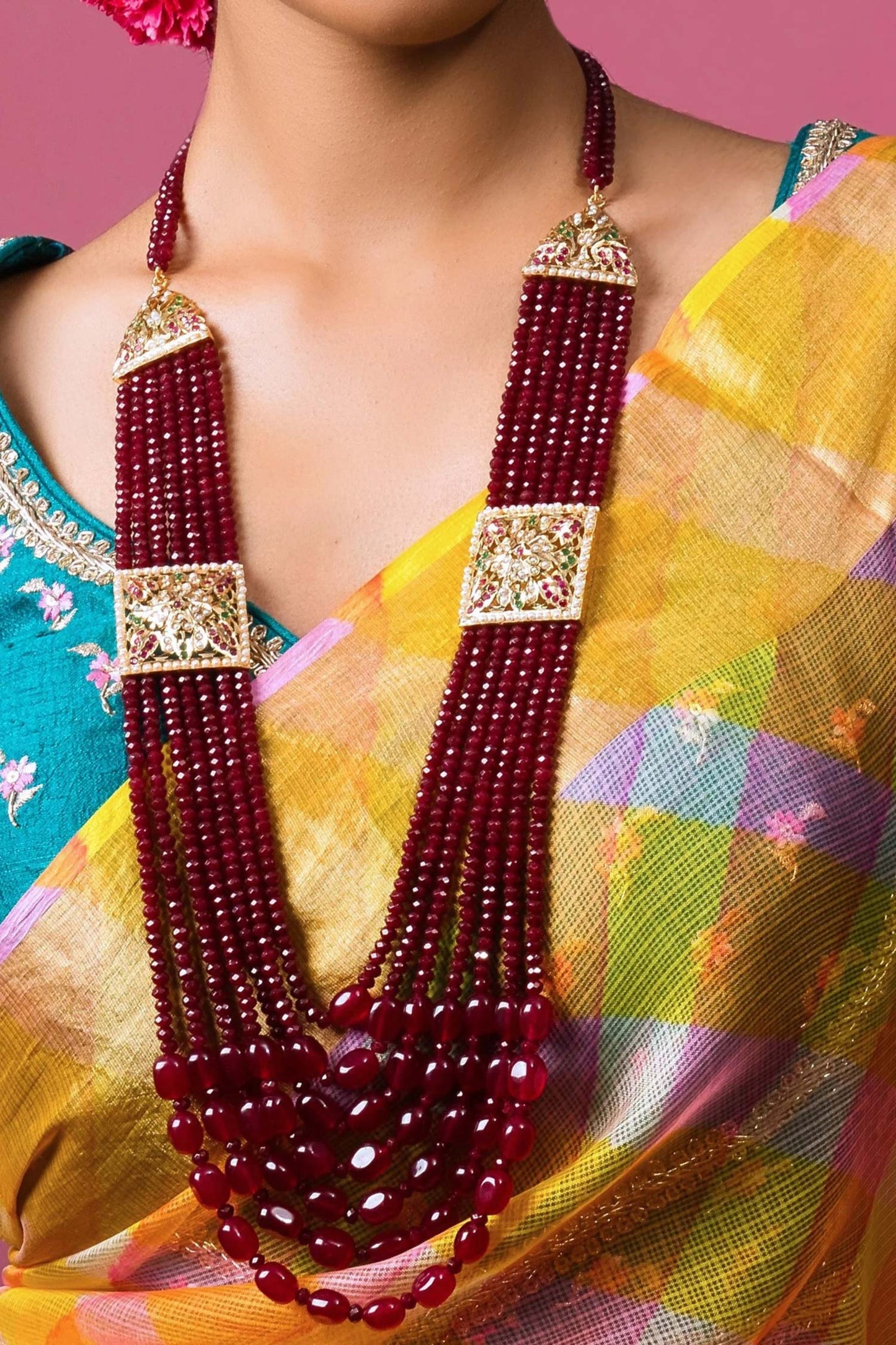 Jadau Tukdi Bead Layered Necklace