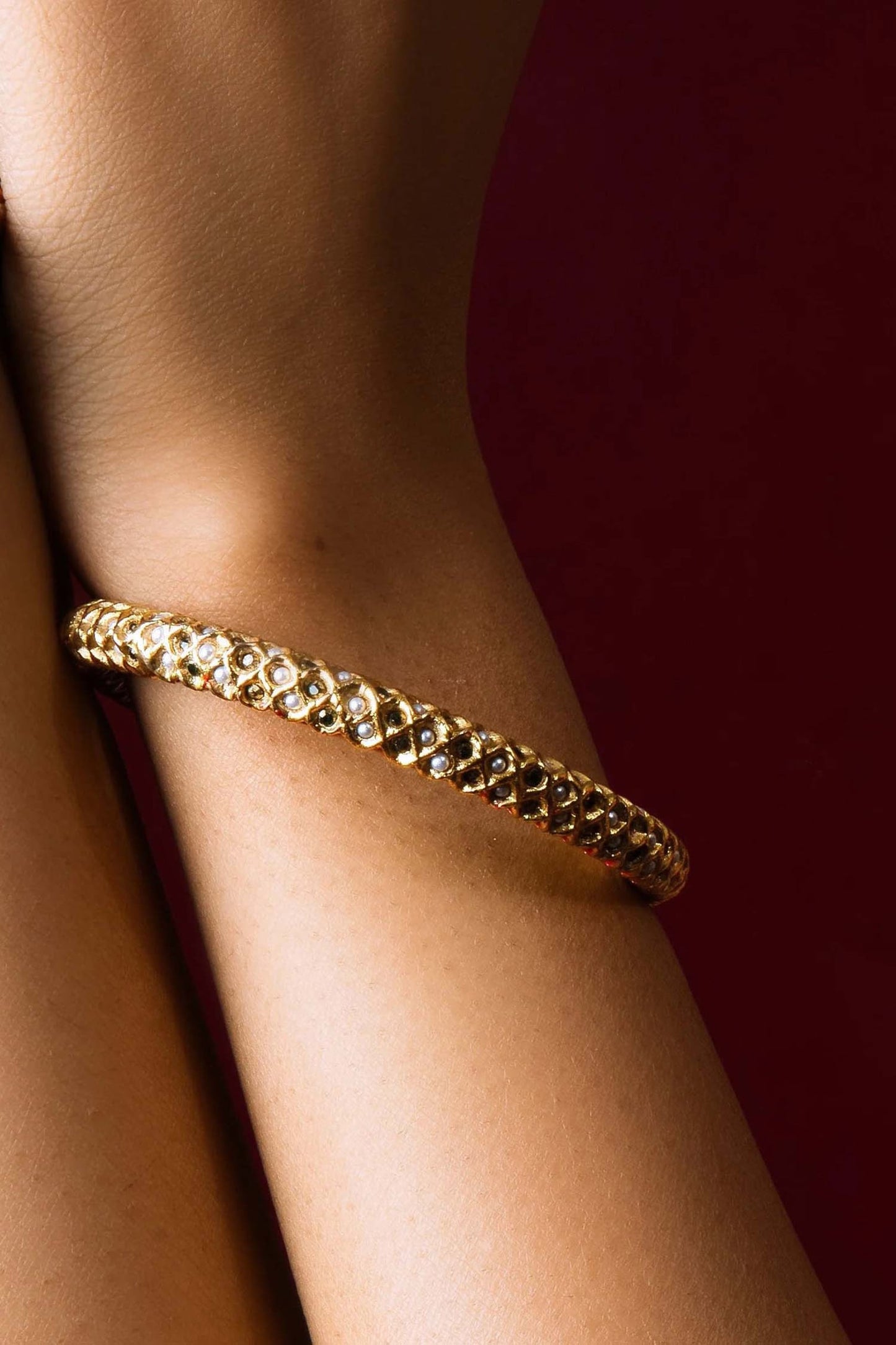 Jadau Sonamoti Embellished Bangle - Set of 2