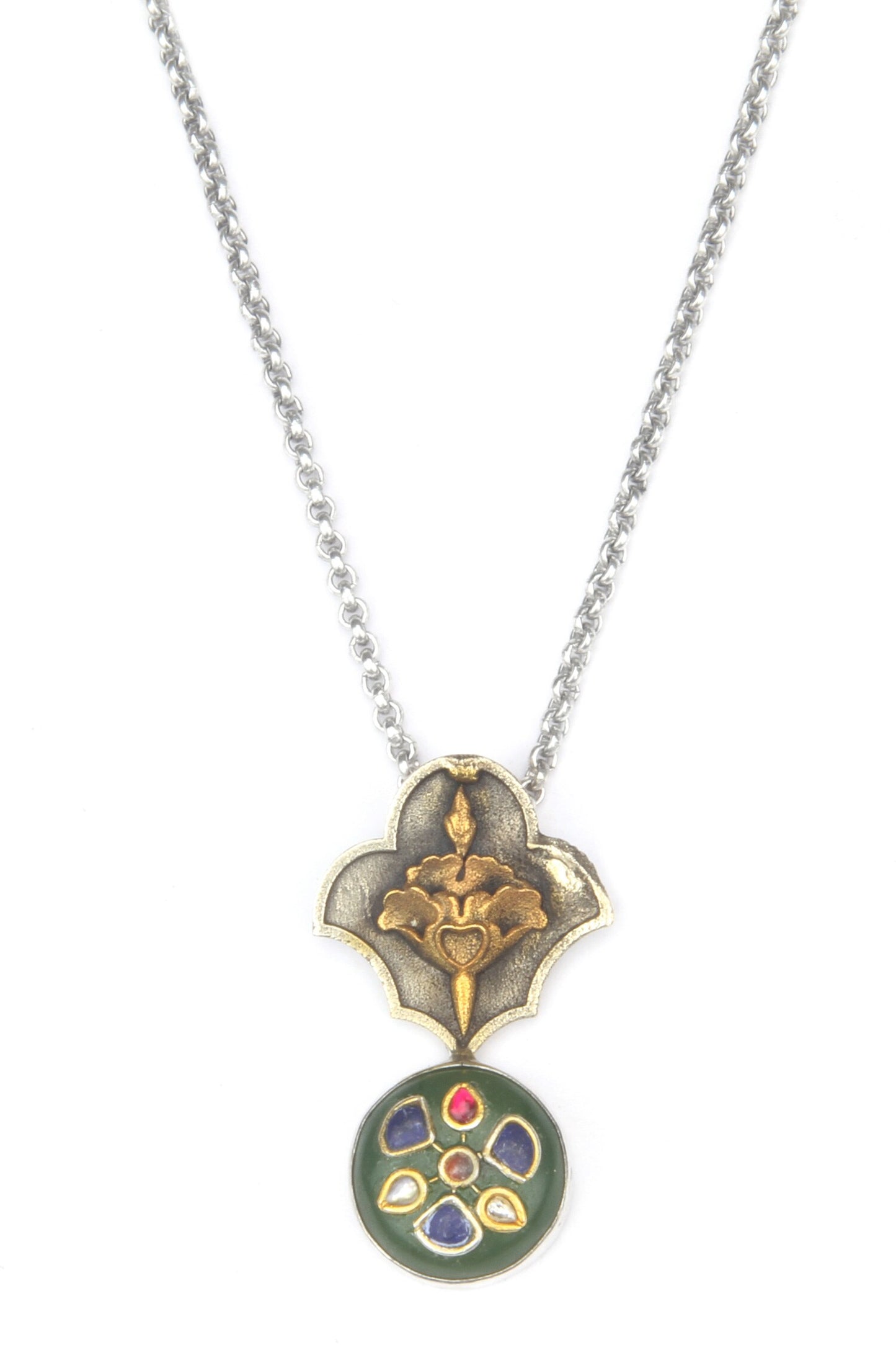 Aliza Floral Motif Carved Pendant Necklace