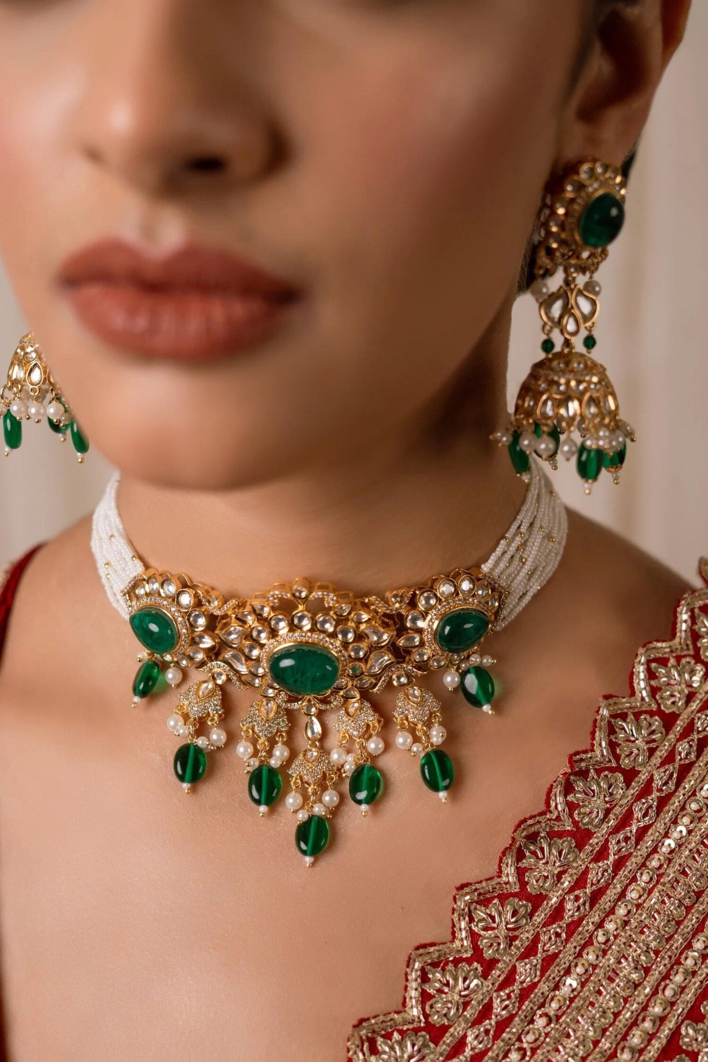 Indira Kundan Embellished Choker Set