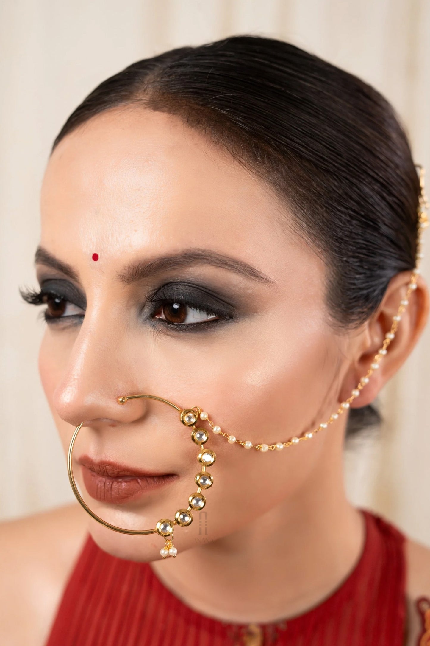 Pranavi Kundan & Polki Embellished Nath