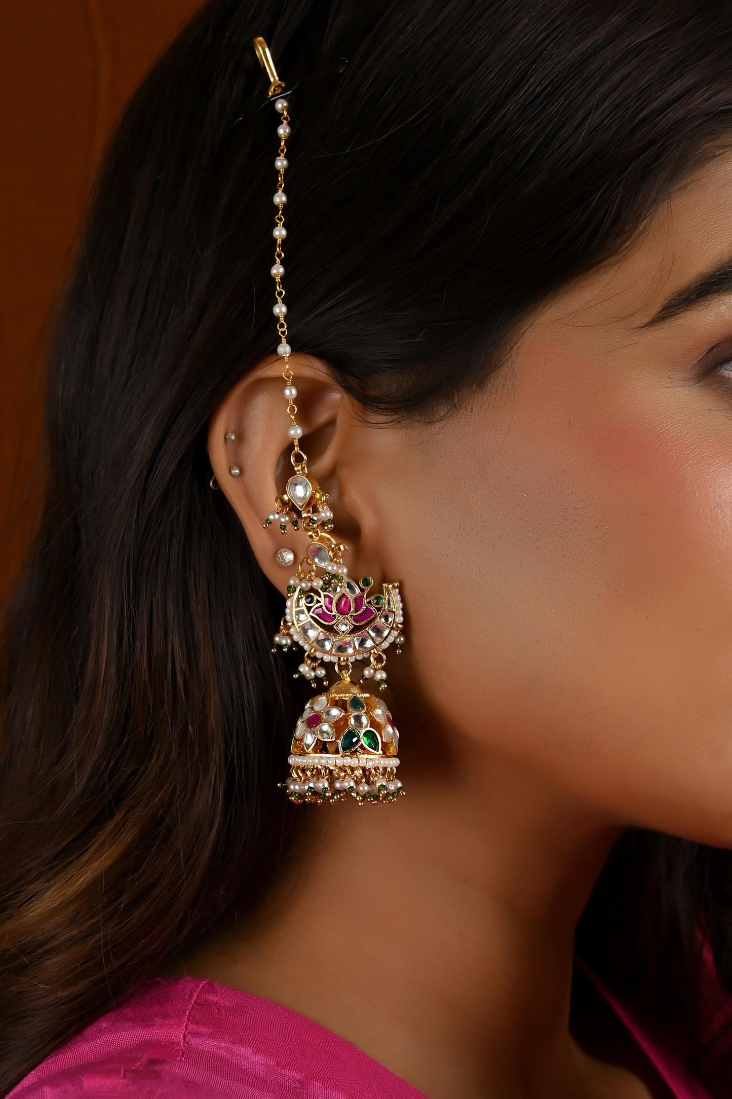 Chaand Kundan Embellished Jhumkas