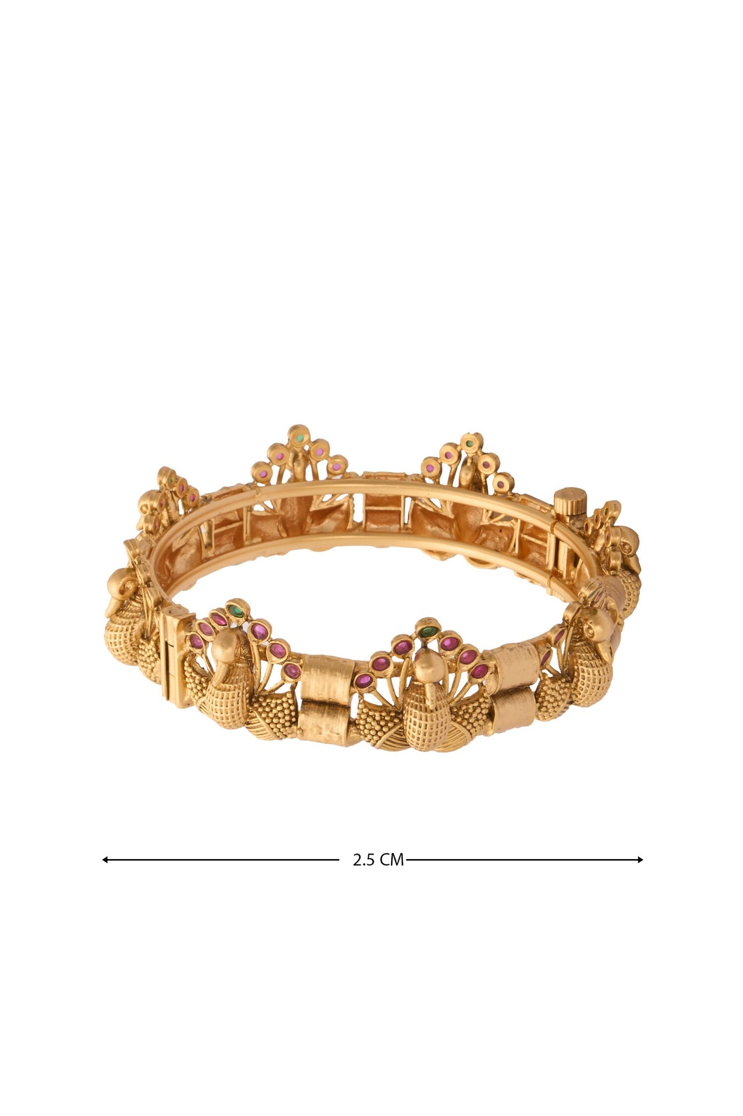 Carved Peacock Jadau Bangles-Set of 2