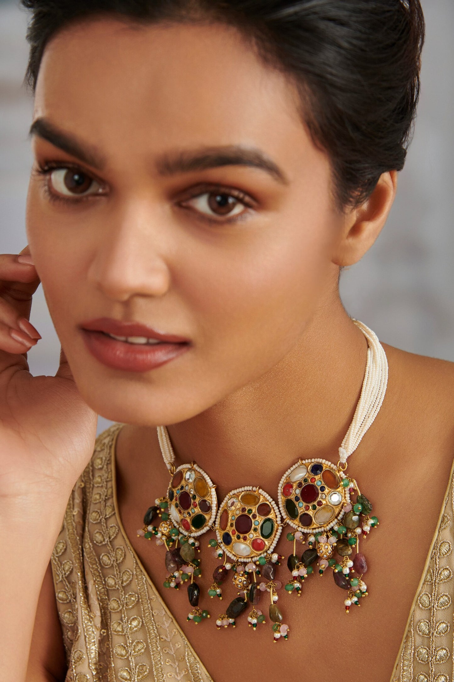 Navratan Stone Embellished Necklace