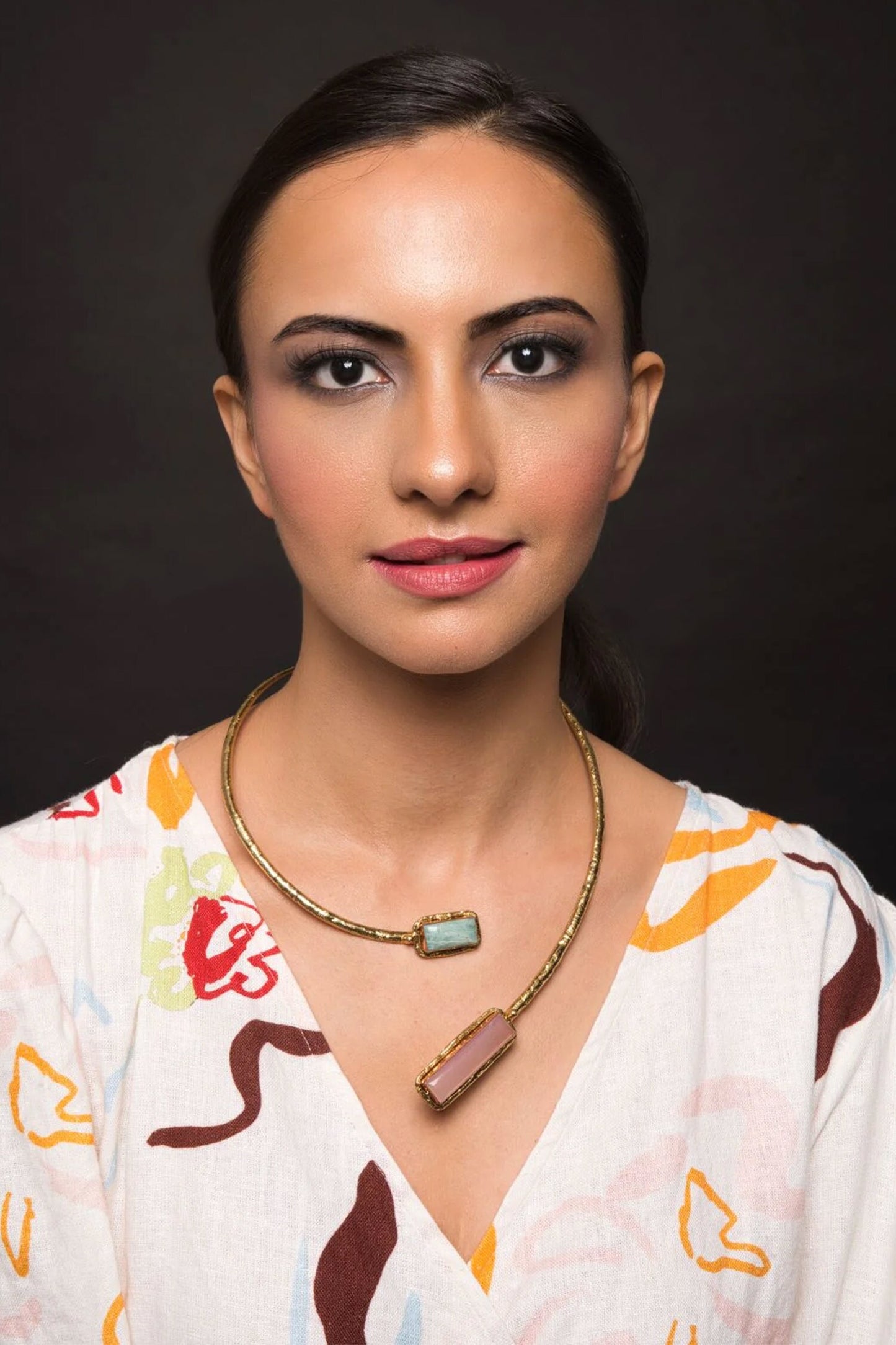 Gold Plated Turquoise Jaspar Necklace