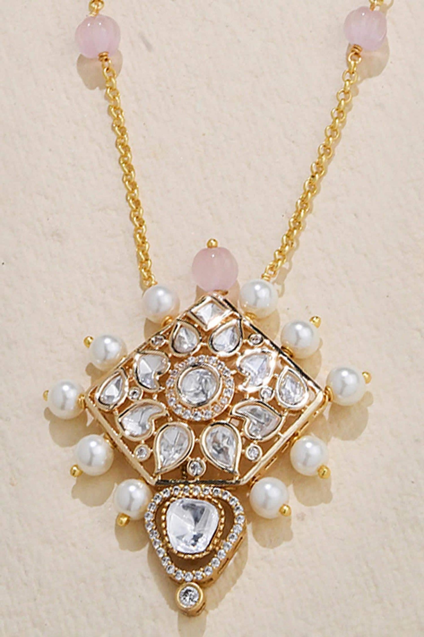 Kundan & Pearl Embellished Pendant Necklace