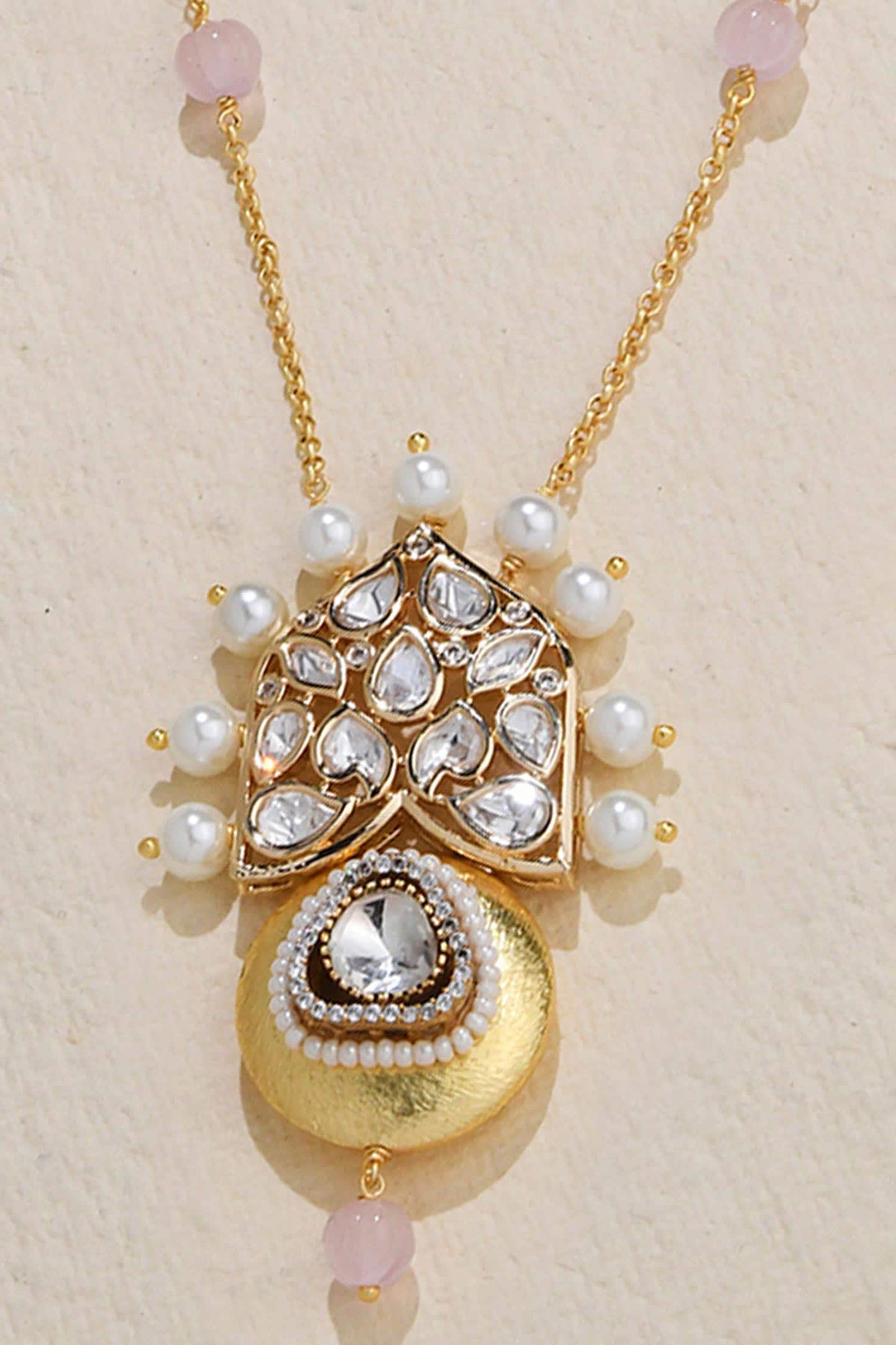 Brilliant Polki & Pearl Embellished Pendant Necklace