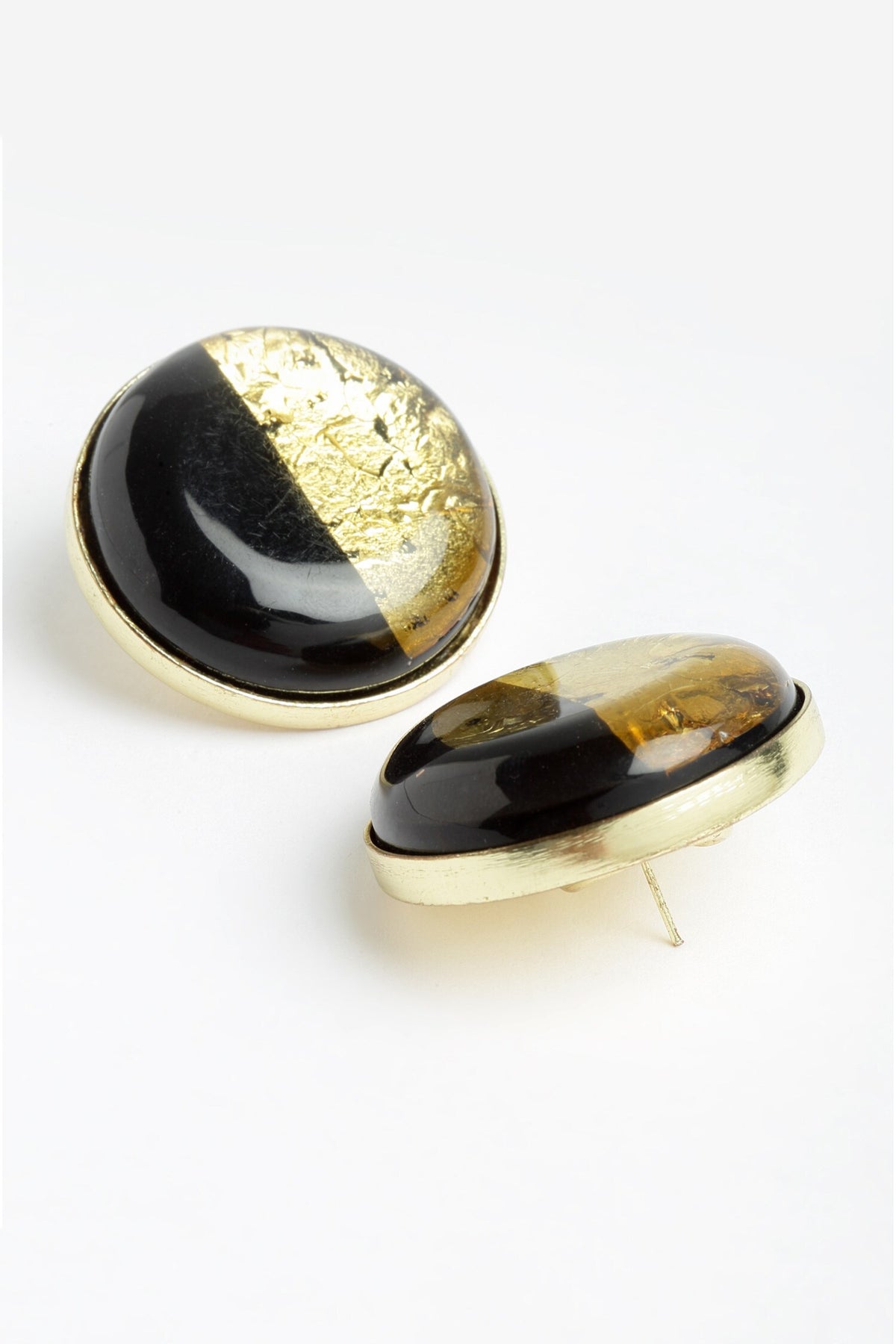 Half Moon Foil Work Resin Studs