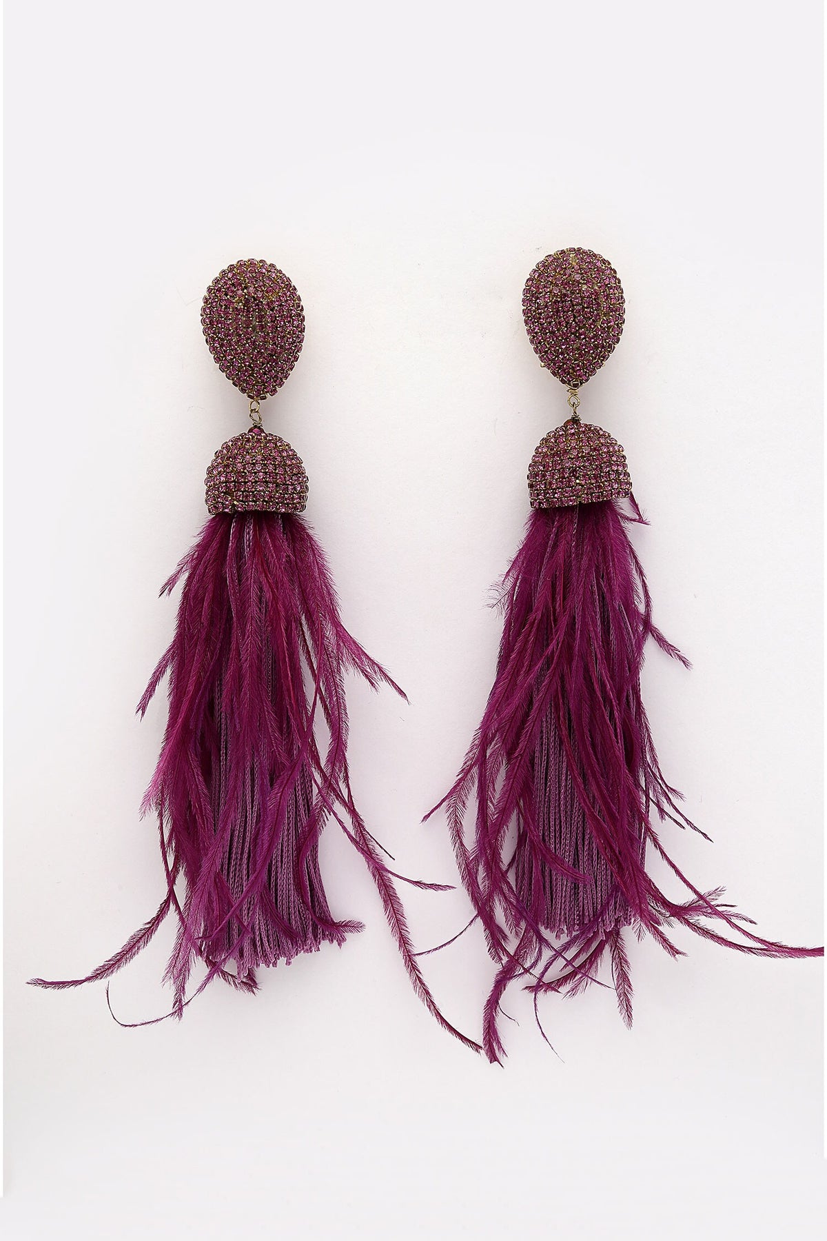 Ferna Dome Shaped Feather Danglers