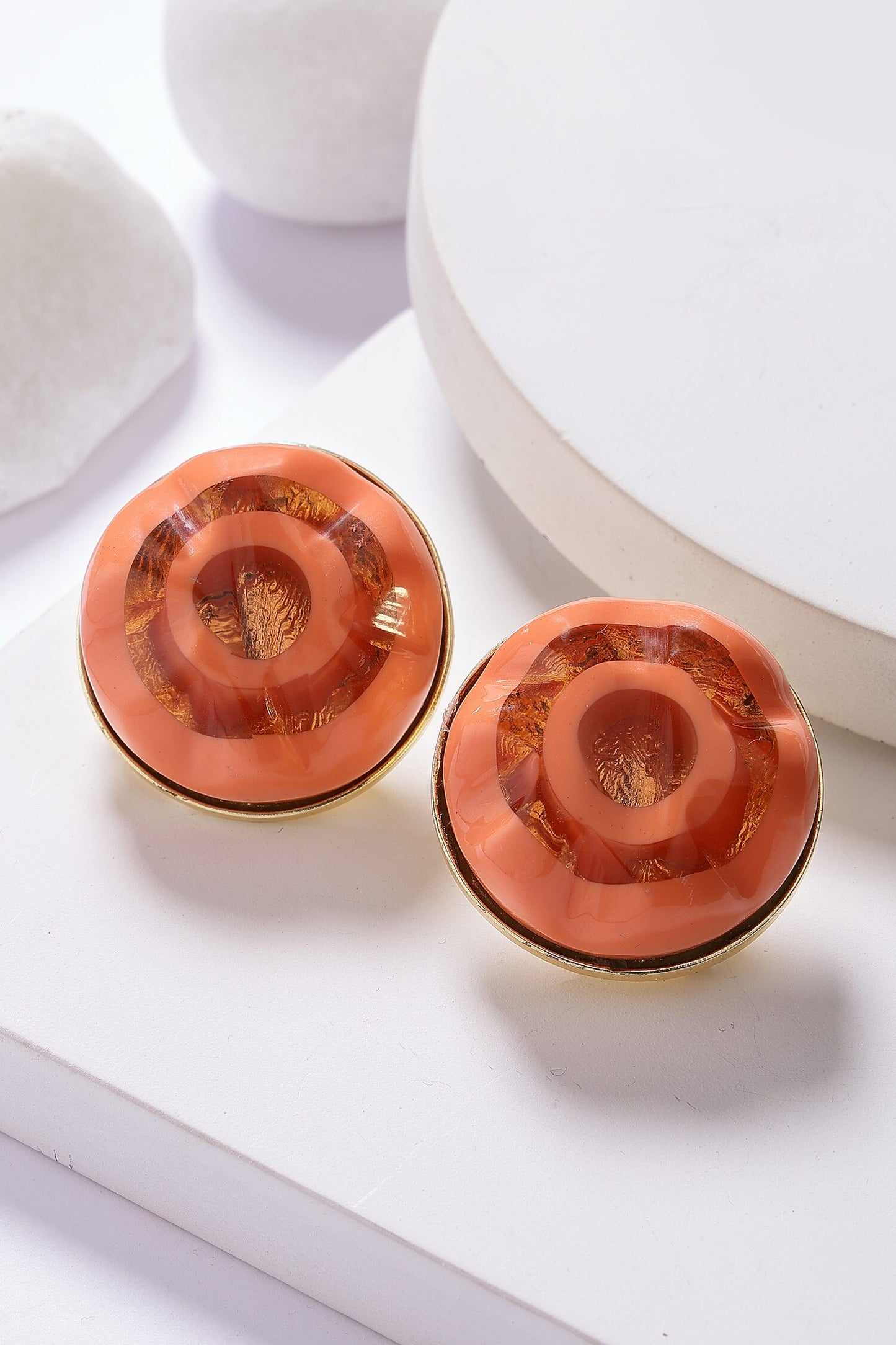 Round Foil Resin Earrings