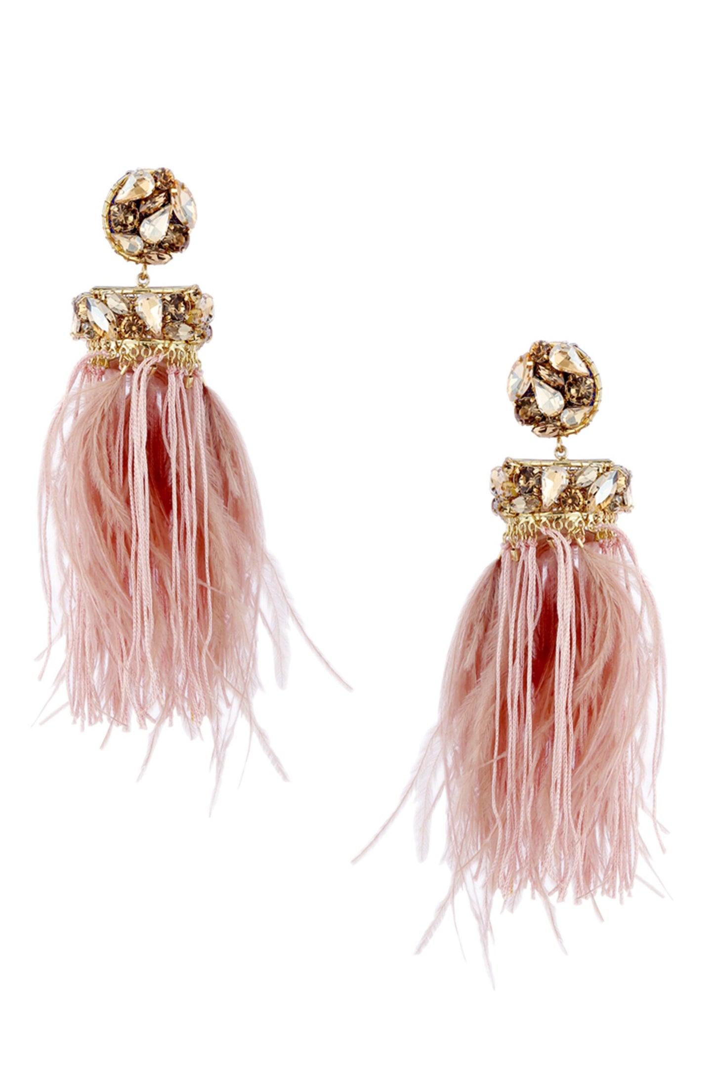 Crystal & Feather Dangler Earrings
