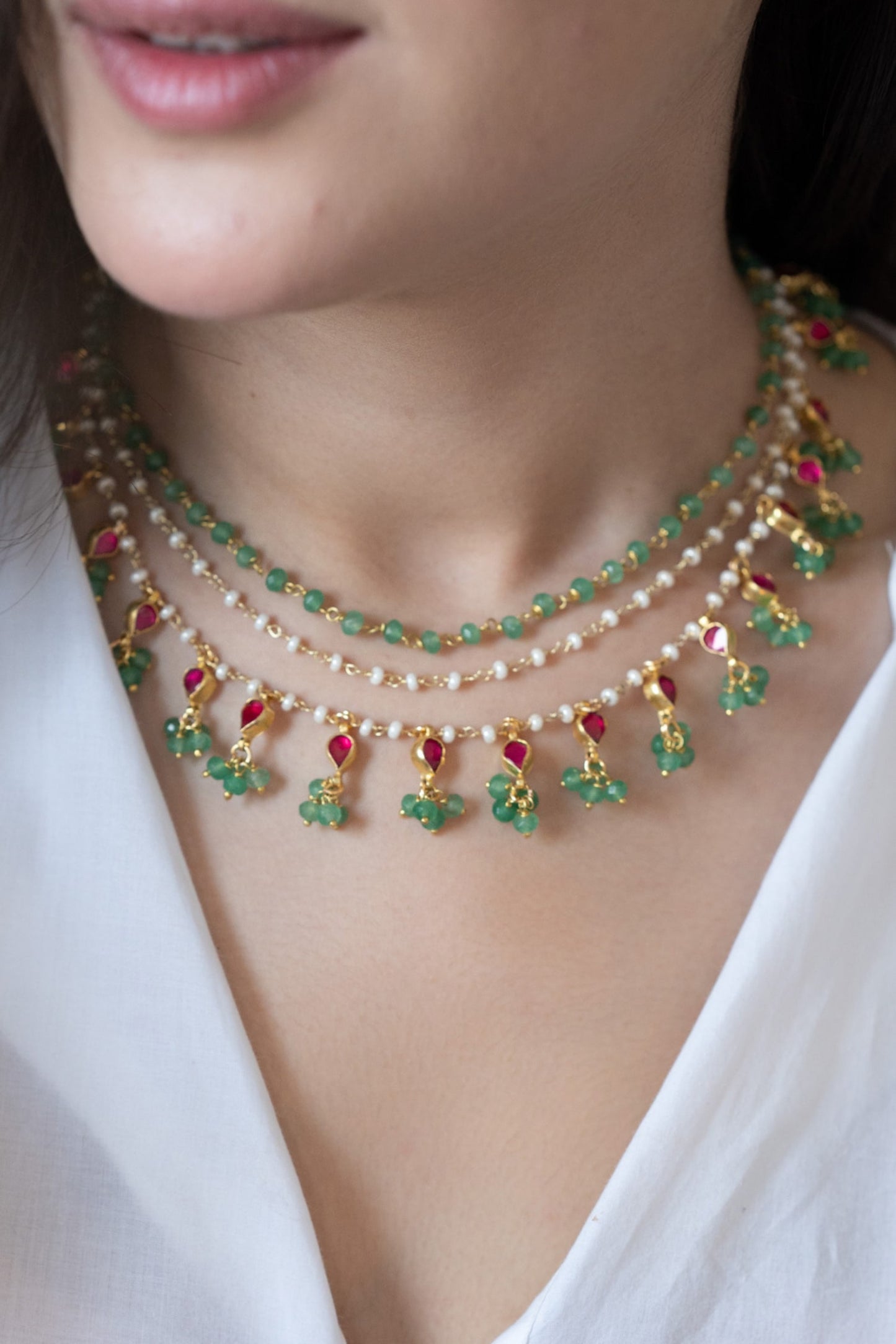 Onyx Kundan Embellished Layered Necklace