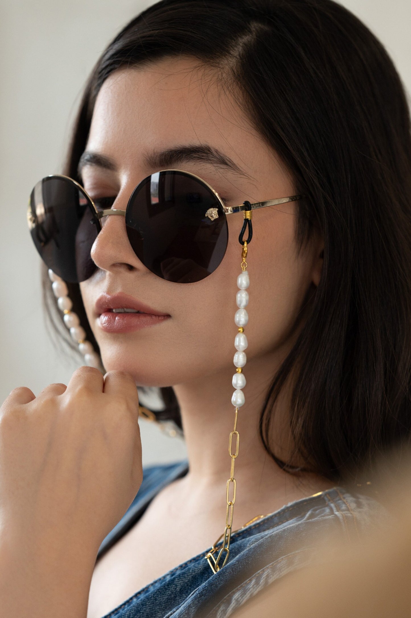 Pearl Embellished Eyewear Chain