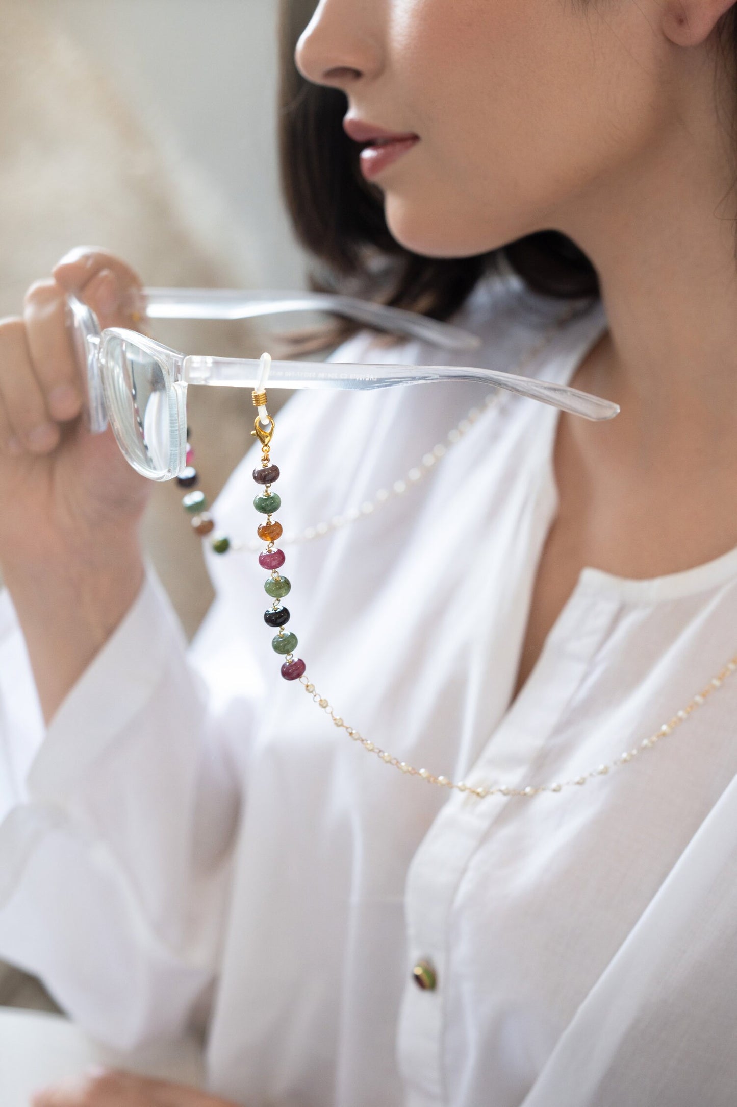 Tourmaline Bead Embellished Eyewear Chain